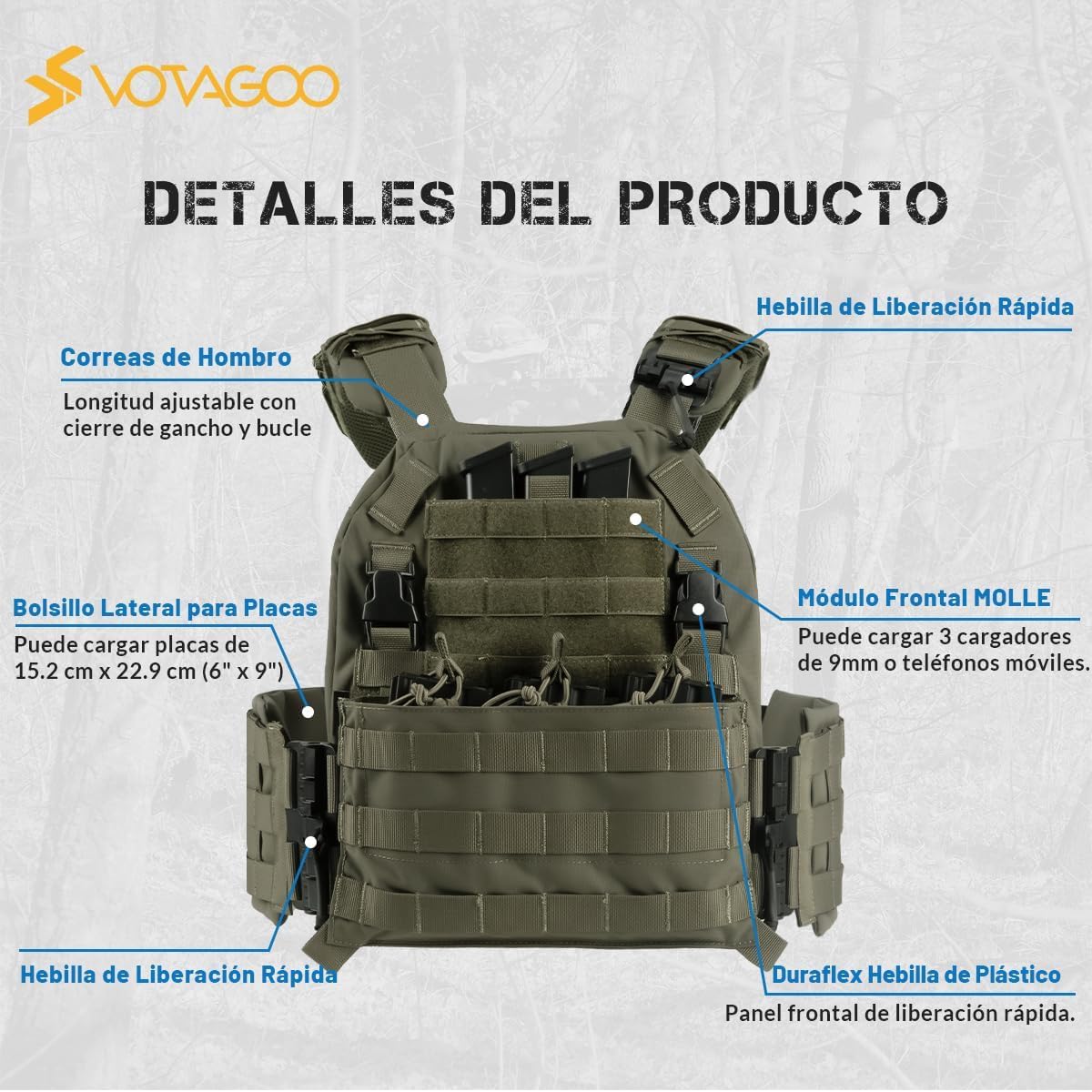 Outdoor Sports Quick Release Tactical Vest, Airsoft Vests for Paintball, Adjustable Breathable Lightweight Vest - Image 4