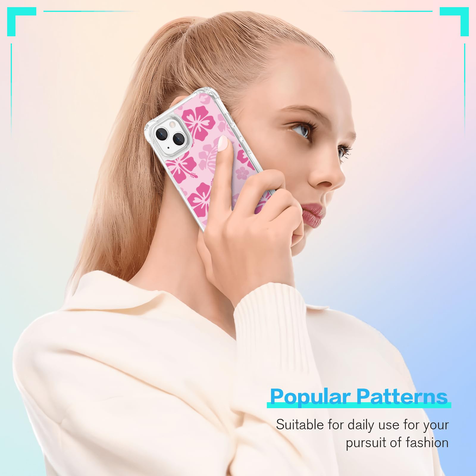 Skyseaco Handyhülle Für IPhone 14 – Mit Hibiskus-Blumendesign, Weich & Stoßfest, In Rosa