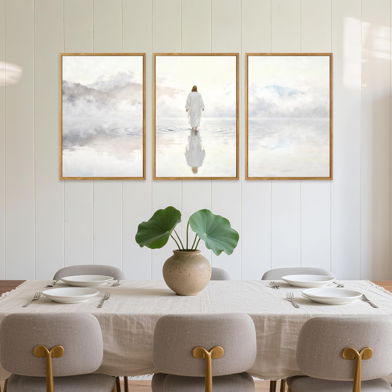 IARTTOP Framed Christian Jesus Wall Art, Abstract Jesus Walking on Water Wall Decor, Modern Religious Christian Art Prints Christ Religion Canvas Postet Scripture Artwork for Church Living Room Bedroom Office-16”x24”x3