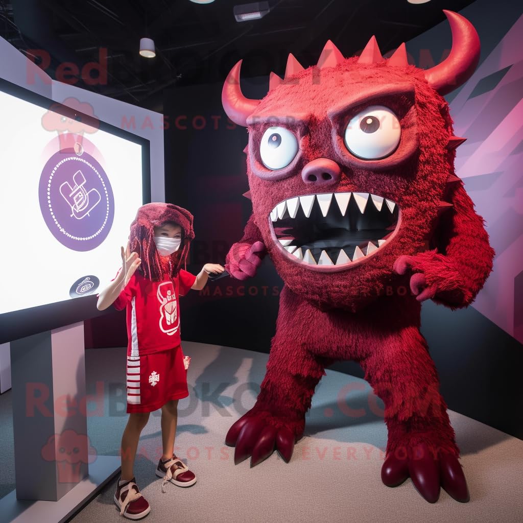 Maroon Demon personaggio costume mascotte vestito con un bikini e orologi