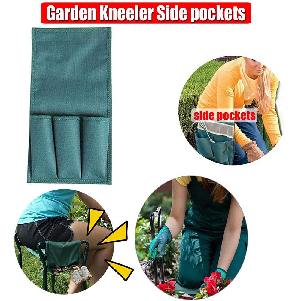 HEEPDD Organizador de Herramientas de Jardín, Bolsa Lateral Plegable con 3 Bolsillos Pequeños para Banco de Jardín, Almacenamiento para Herramientas de Jardinería, Tela Oxford Liviana, (Green)