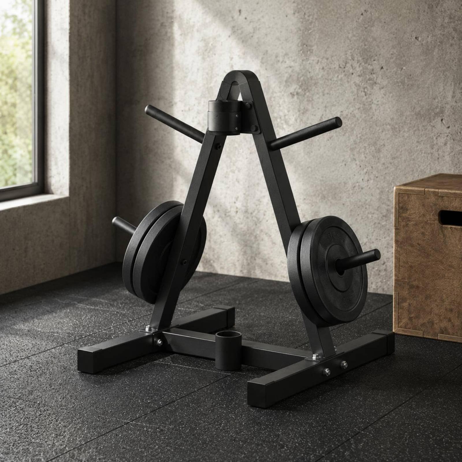 Barbell Storage Rack Soporte para Barra Estante de Discos Organizador de Pesas Bastidor Vertical con Varios Brazos Ahorro de Suelo en Acero Adecuado