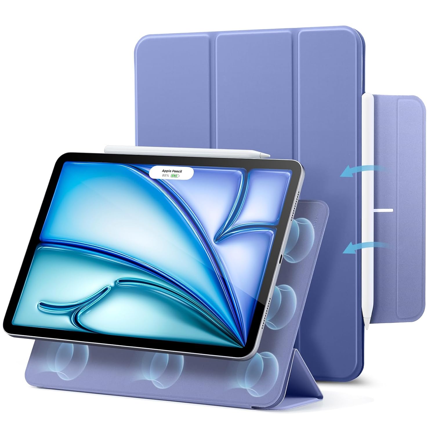 ESR for iPad Air 11 Inch Case M4/M3/M2 (2026/2025/2024), iPad Air 5th/4th Gen (2022/2020), Powerful Magnetic Attachment, Slim Trifold Stand Case, Auto Wake/Sleep, Durable Protection, Lavender
