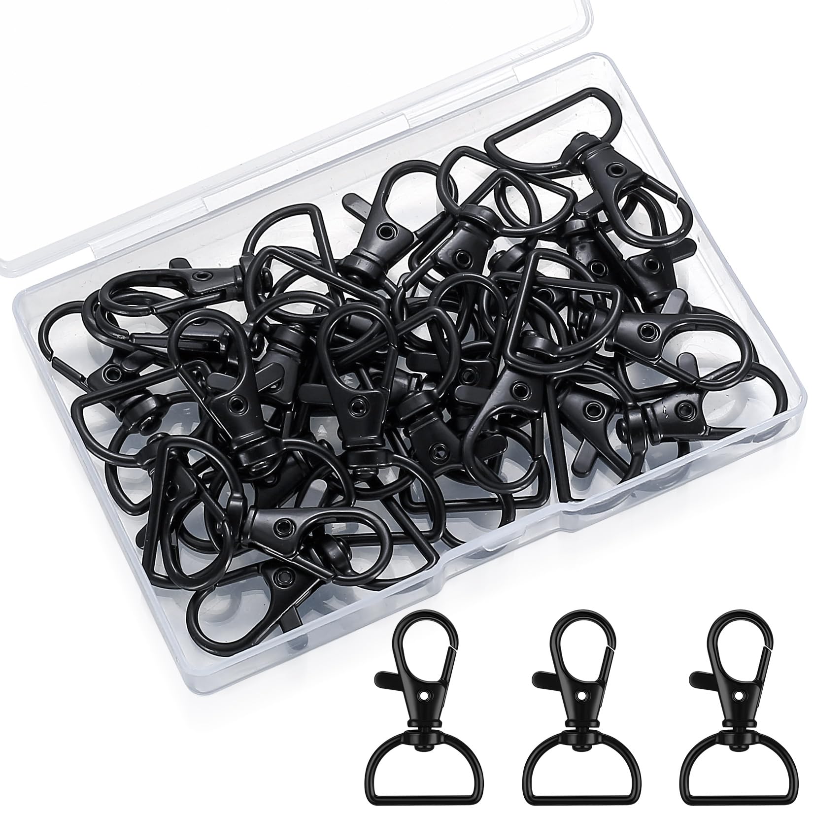 25 Pcs Black Lobster Clasps Swivel Clasps Clips, Swivel Trigger Lobster Claw Clasps, Swivel Trigger Snap Hooks Clips, Key Chain Hooks, Keychain Hooks for DIY, Bags, Key Rings for Crafting