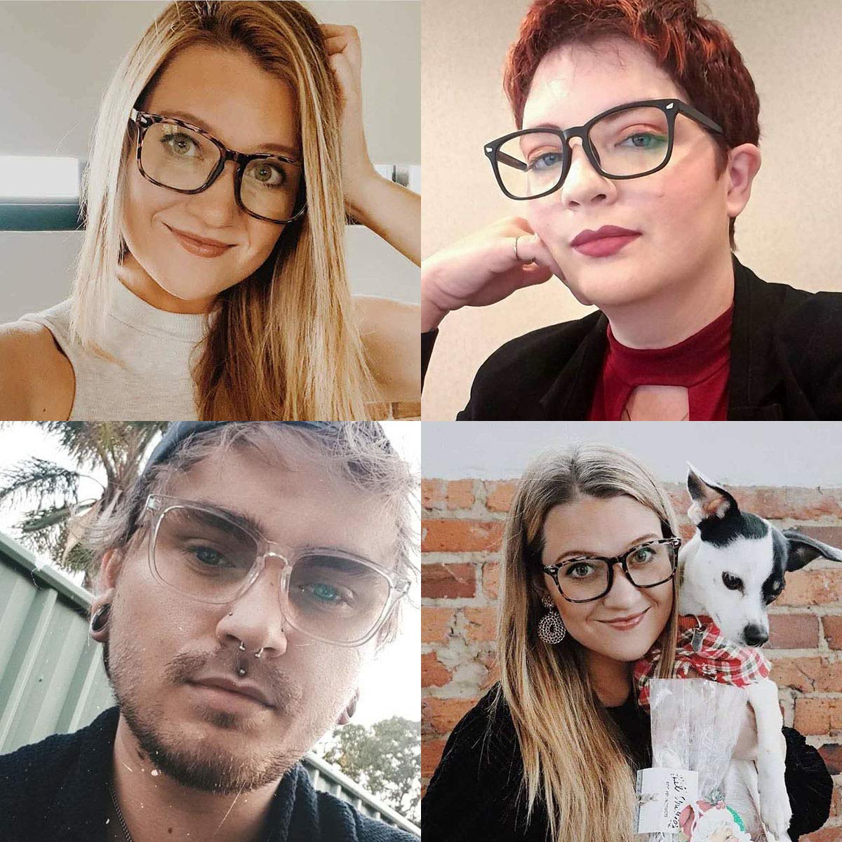 POLYREAL Blue Light Blocking Glasses for Women Men (white white leopard leopard)