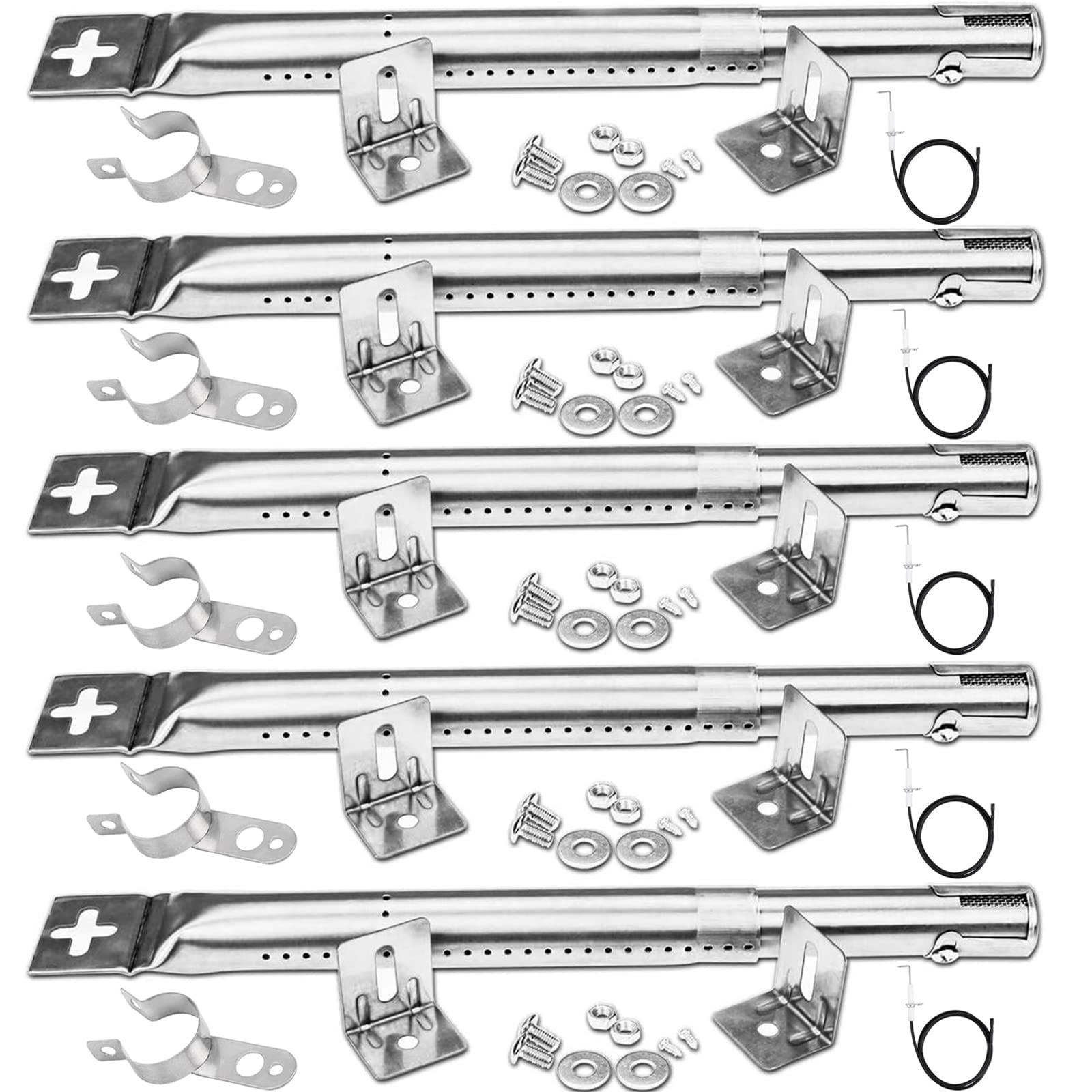 GFTIME 30.8 to 44.9CM Adjustable Burner For FirePlus, Fire Mountain, Char-Broil, Universal Stainless Steel Grill Burner Tube Gas Grill Replacement Parts for CosmoGrill, Most BBQ Gas Grills, 5 Pack