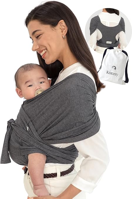 Konny Baby Carrier Ultra Lightweight Hassle Free Baby Wrap Sling Newborns Infants To 44 Lbs Toddlers Soft And Breathable Fabric Sensible Sleep Solution Charcoal Xl Amazon Co Uk Baby Products