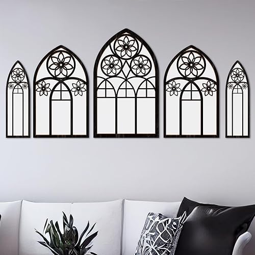 Beeveer 5 espejos góticos para decoración de pared con gancho, espejo victoriano de 12 pulgadas, espejo gótico vintage para decoración del hogar,