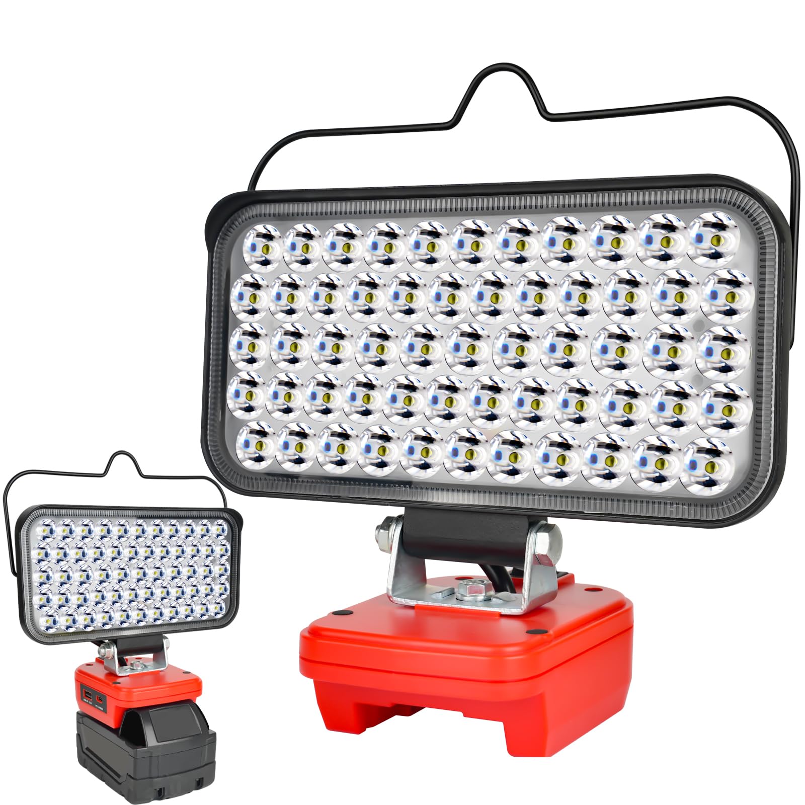 Cordless LED Work Light for Milwaukee M18 18V Battery, Portable Flood Lights 174W Spotlight Compact Lighting 10800LM with Type C & USB Fast Charging for Camping, Hiking, Power Failure,Workshop
