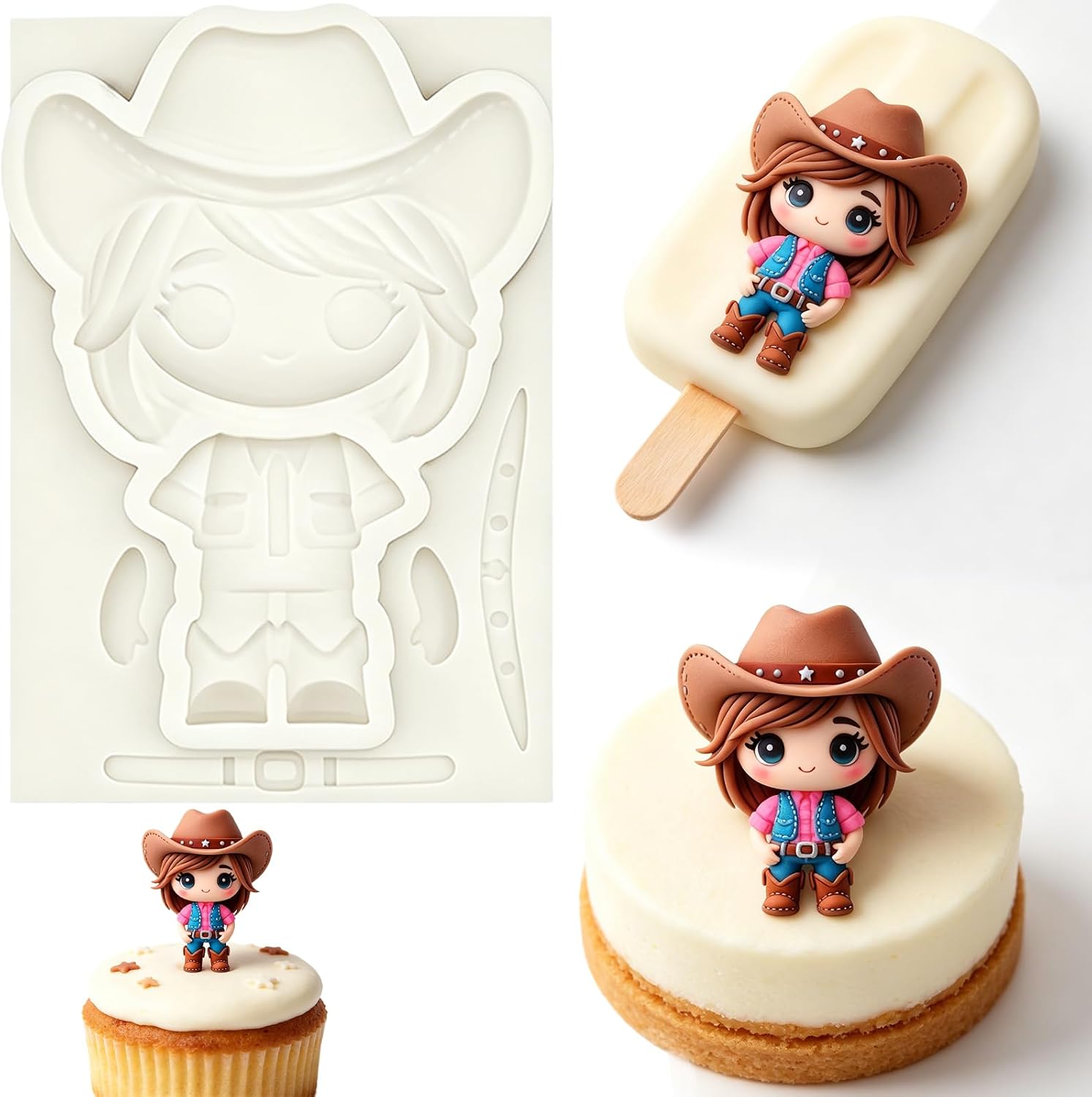 Guitar Girl Silicone Mold for Fondant Candy Cupcake Toppers Dessert | 3D Rock Star Fondant Mold for Cake Decorating, Pudding Fudge, Mousse, Syrup, Ice Cubes, Gum Paste, Polymer Clay, Resin Craft
