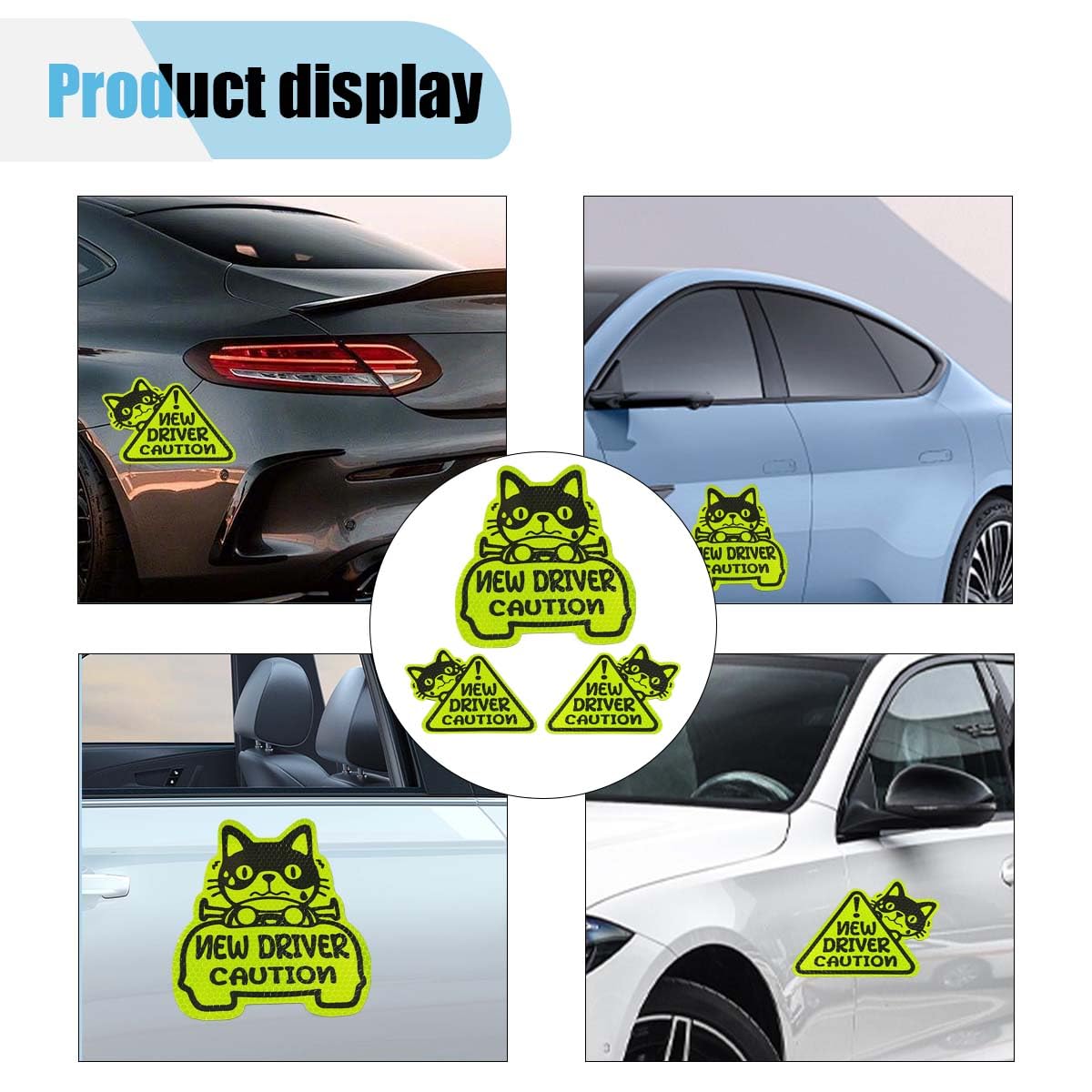 3PCS Reflective Student Driver Car Magnets Please Be Patient Keep Distance Warning Sign Cute Cartoon New Driver Decal — view 6