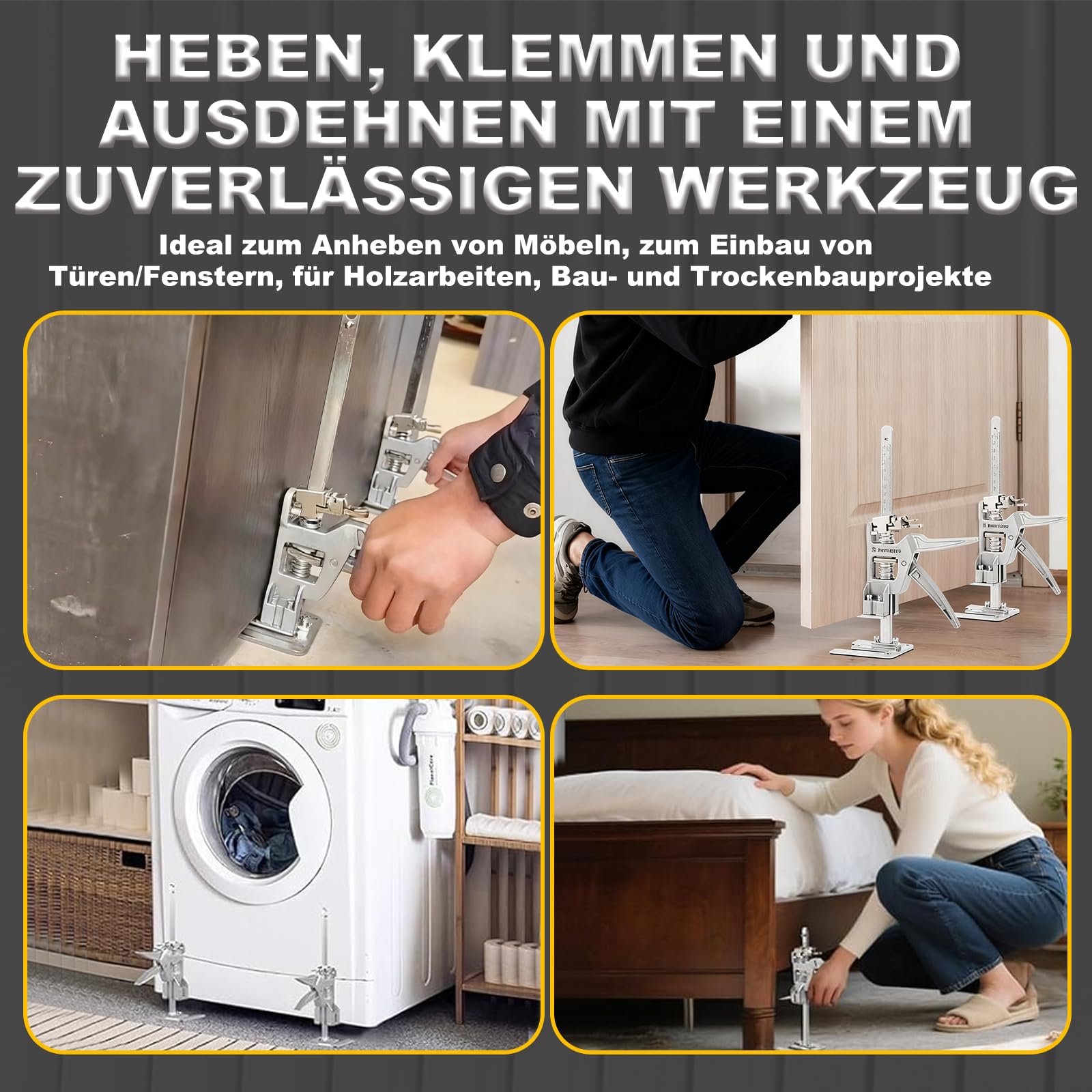 2 Stück Arbeitssparender Armheber - Hand Lifting Jack Tool, Arbeitssparende Hebebühnen, mit Feinabstimmungsfunktion für Die Montage Von Schränken, Türen, Fenstern und Möbeln, Tragkraft 200 kg