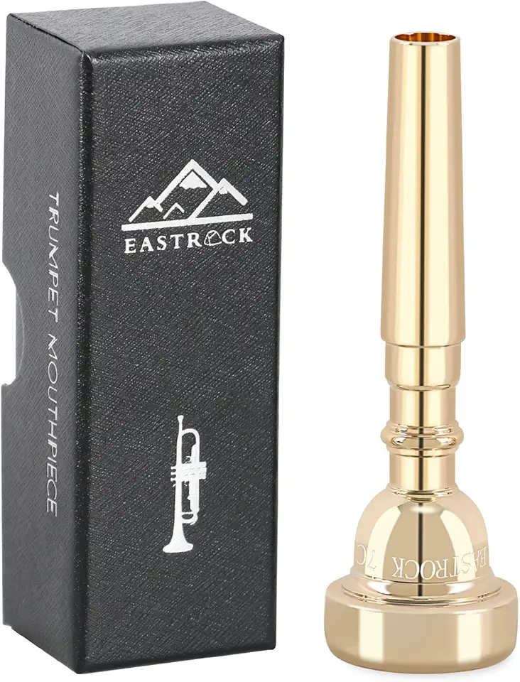 EastRock Bocal para trompete 7C banhado a ouro Bb Trompeta Bocal Trompeta Acessórios para Instrumento Embalado a Vácuo