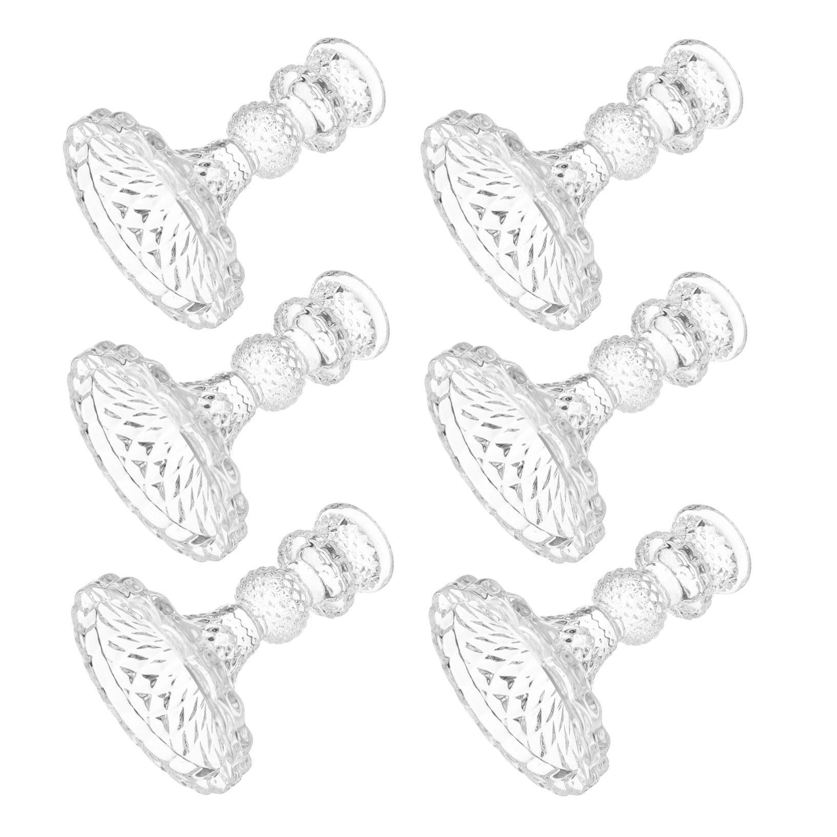 Centre de table élégant avec 6 bougeoirs en verre transparent contre la cire