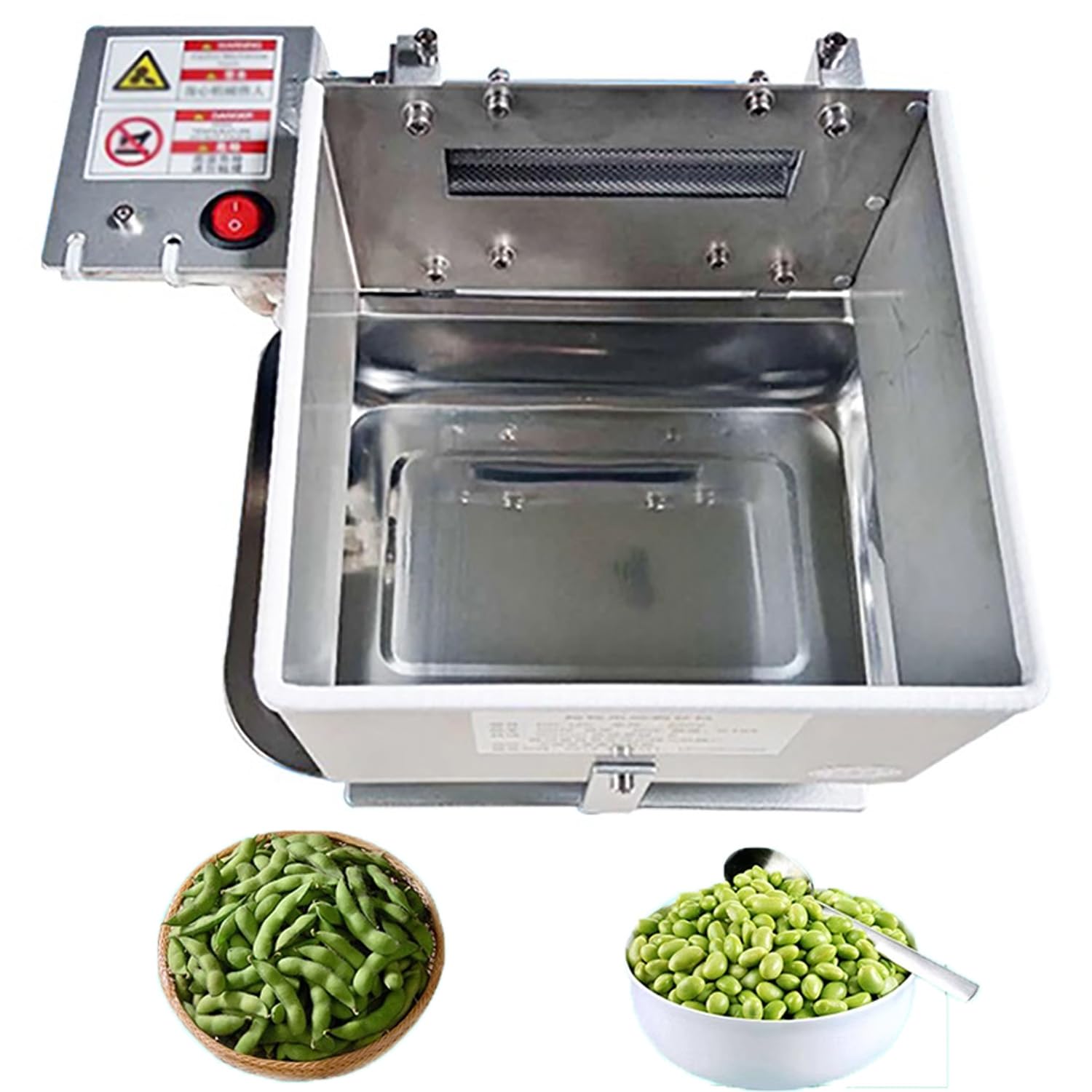 Electric Pea Bean Shelling Machine, 80 Rpm Stainless Steel Pea Peeling Machine, Yield 8-15 Kg/hour, for Peas/Soy/Beans/Edamame