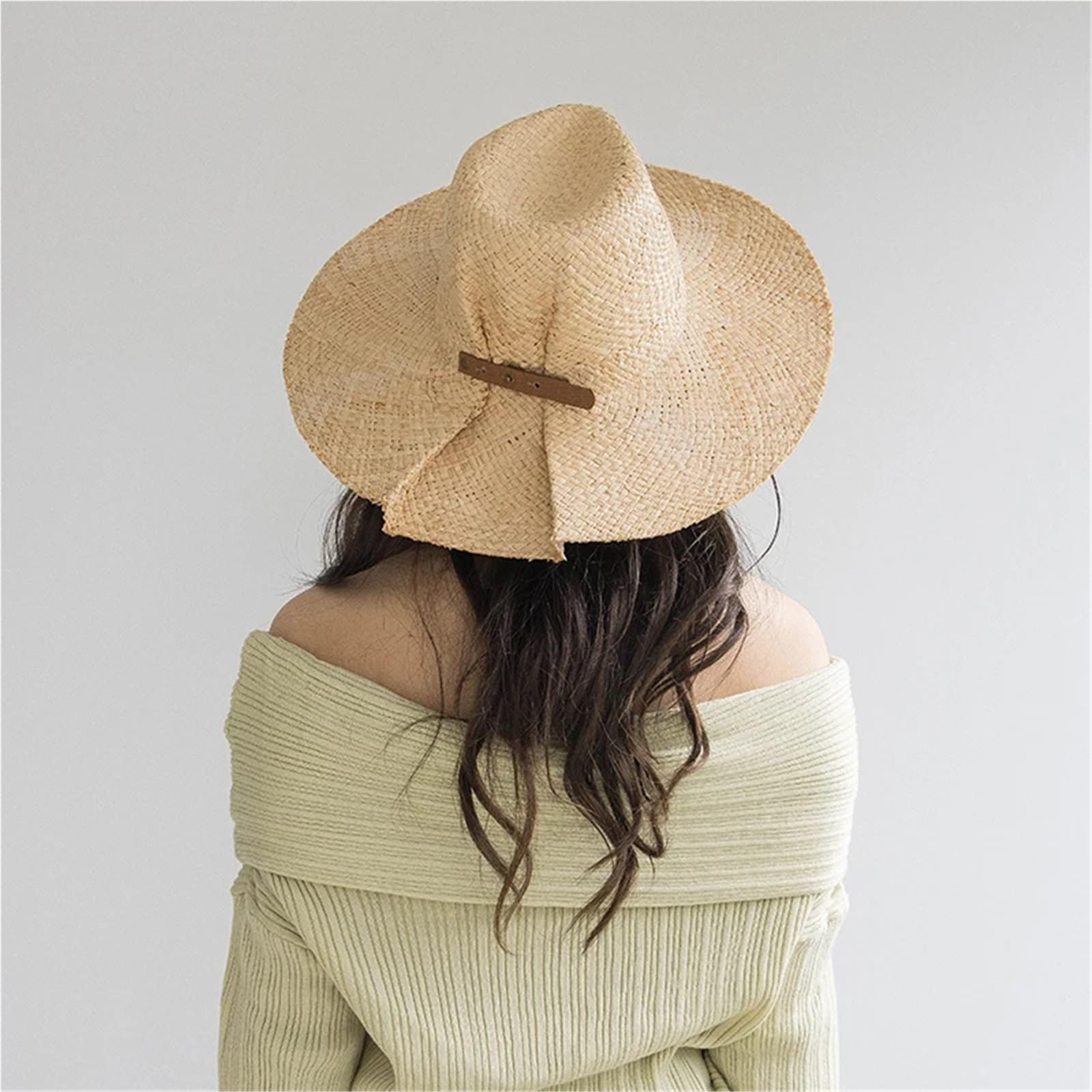 Generico Cappelli di Paglia di Rafia per Donna e Uomo Fatti a Mano, Ampia Spiaggia di Panama, Vintage, firmati per Il Sole Estivo