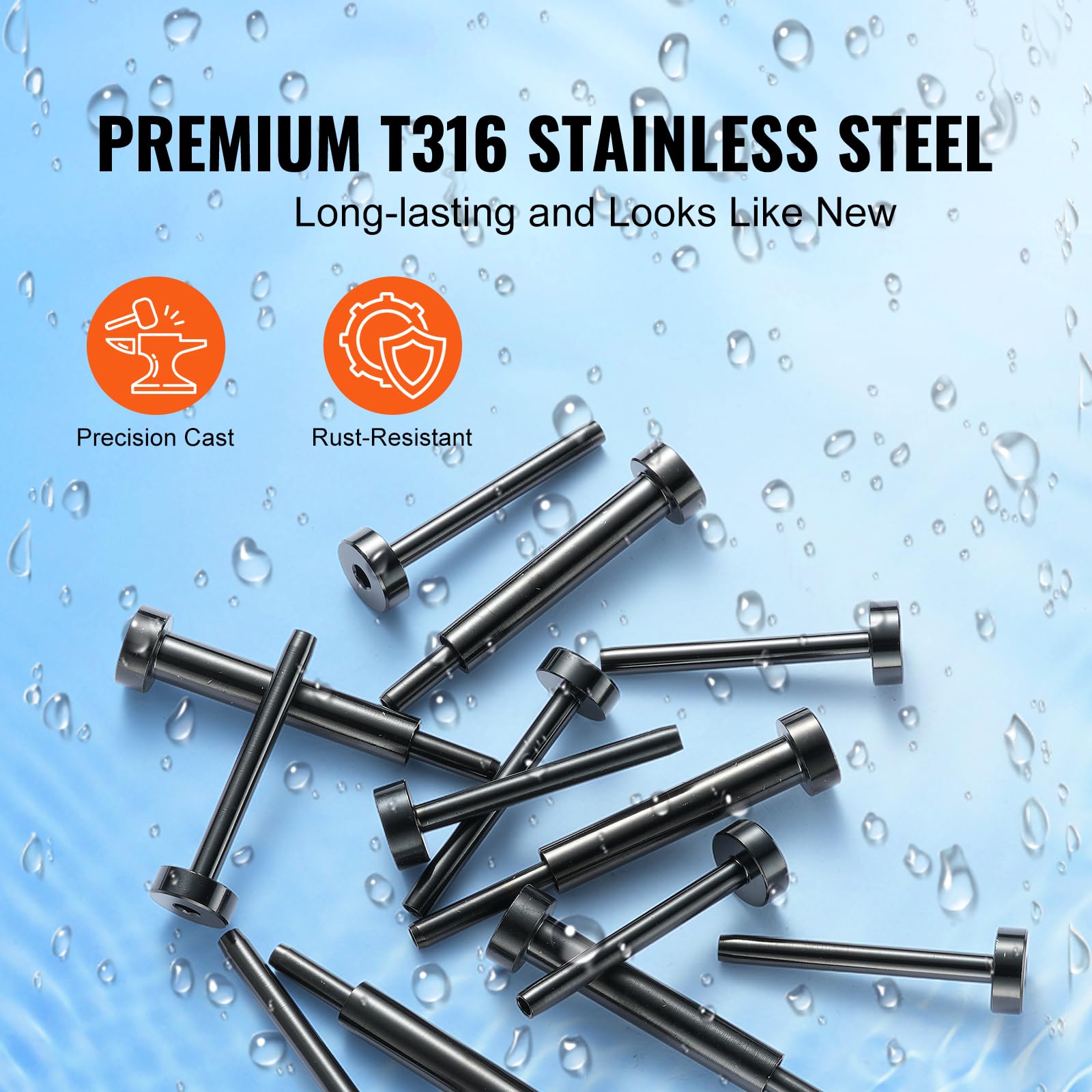 30-pack onzichtbare kabelrailset, T316 roestvrij staal 1/8 onzichtbare aansluiting en eindstuk voor kabelrail, spantang 1/8 voor houten/metalen palen, kabelrailhardware, zwart | NL