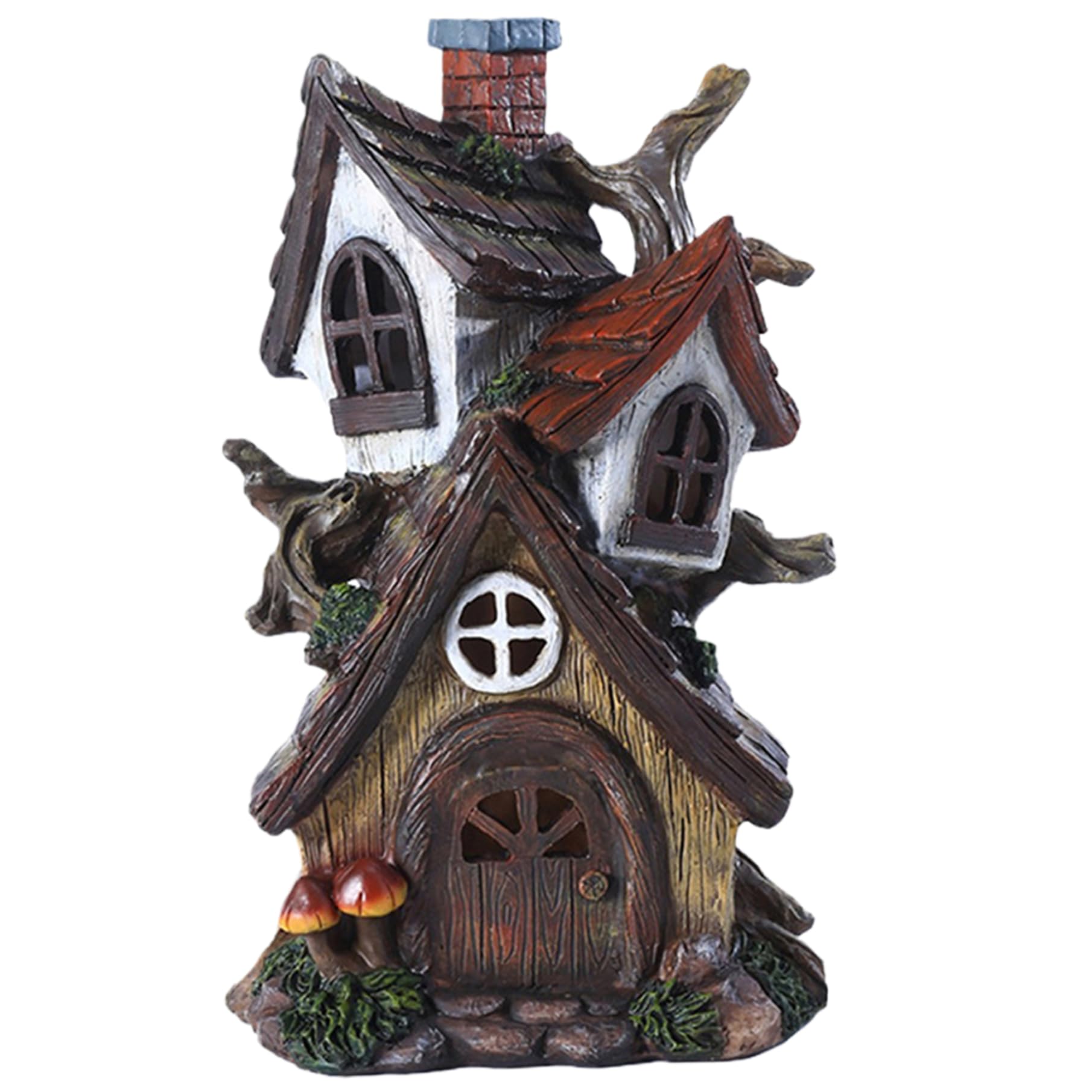Maison de fée en résine : statue chalet aux détails sculptés