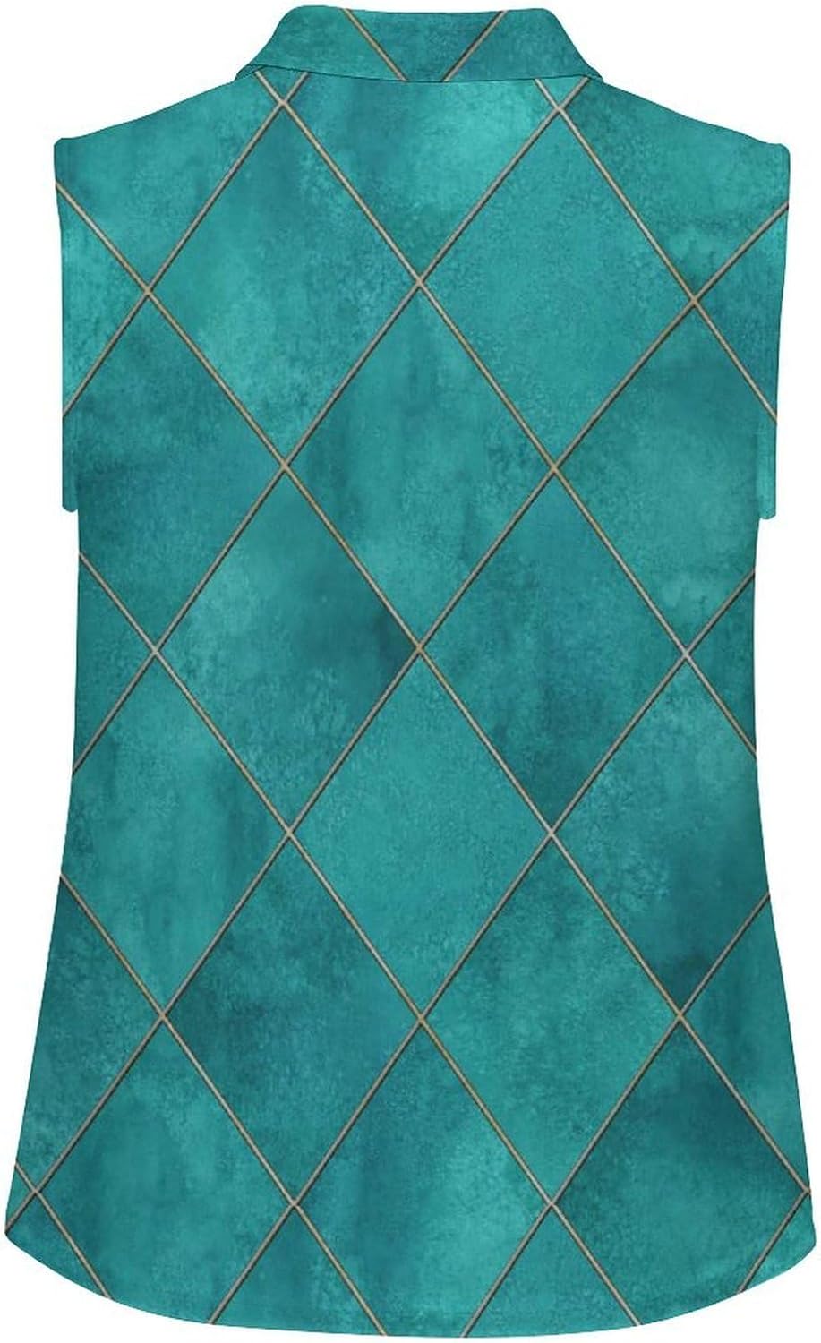 Watercolor Argyle Abstract Geometric Plaid Women's Golf Shirt Sleeveless Polo Shirts Tank Tops Blouses Tennis T-Shirts Casual