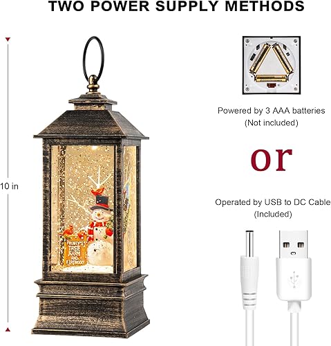 Miniatura 6 de Frosty's Tree Farm - Linterna de agua con globo de nieve iluminado musical de 10 pulgadas con decoración de purpurina giratoria para el hogar de