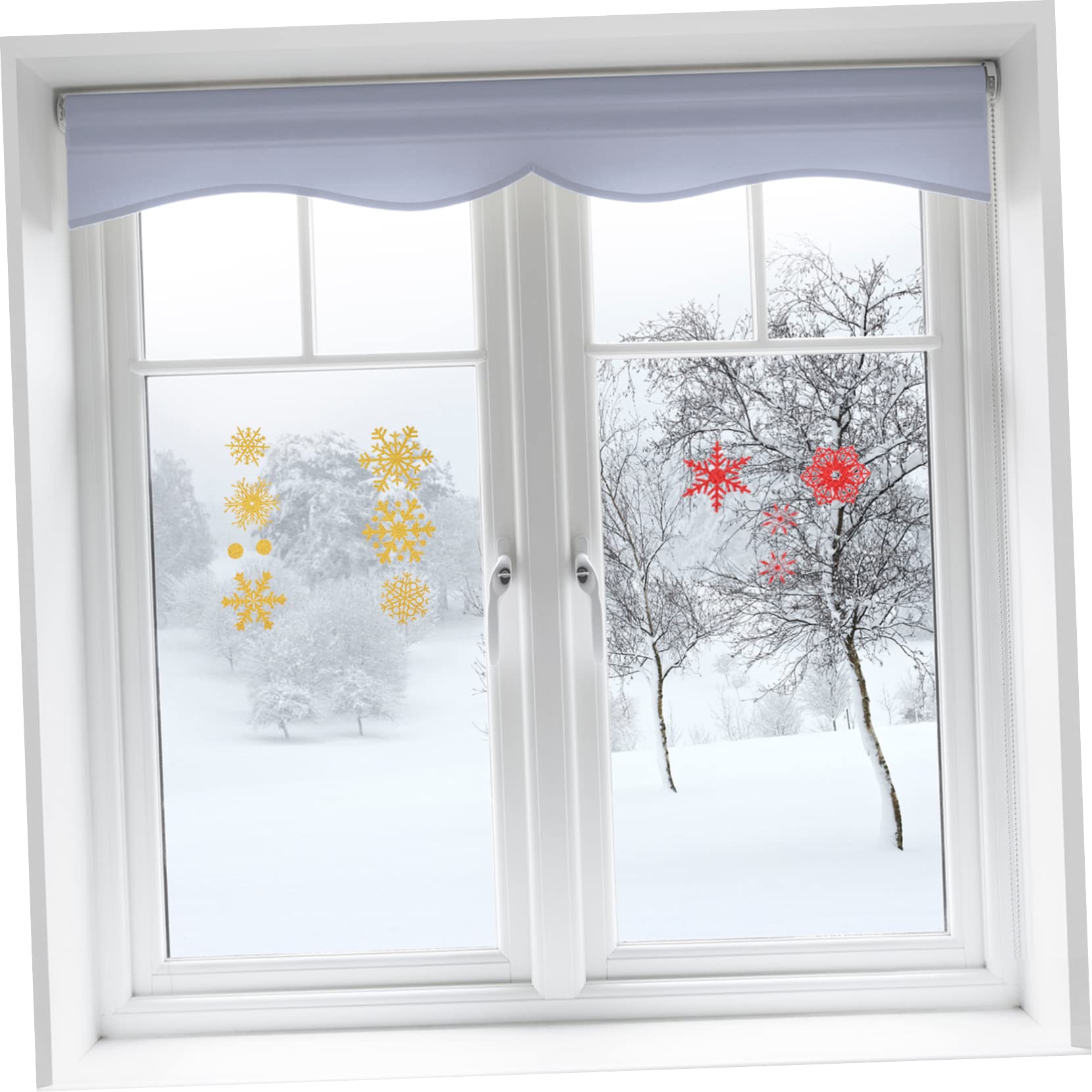 IMIKEYA 54 Pièces autocollant de verre decoration vitrine noel décoration fenêtre noel autocollants de fenêtre de flocon de neige d'hiver Noël décalcomanies de flocon de neige