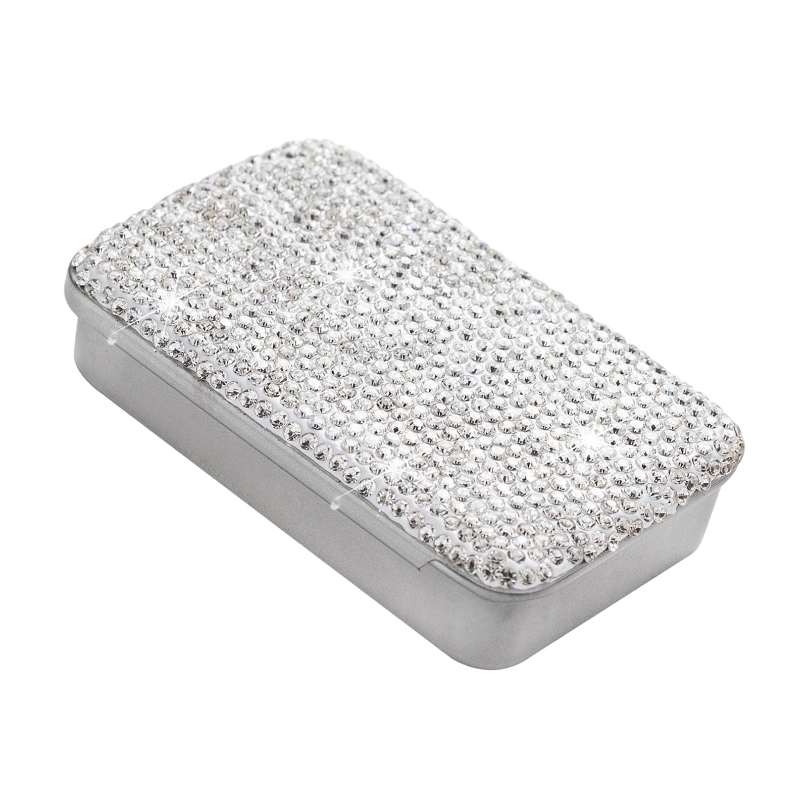 Elnwnnkc Storage Case with Soft Ceramic Inlay and Rhinestones Portable Size for Storage Sophisticated Present Lavishness Metal Butt Case