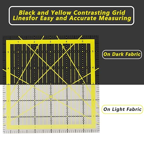 Miniatura 4 de Juego de 4 reglas de acolchado (4.5 x 4.5 pulgadas) - (6 x 6) - (9.5 x 9.5 pulgadas) - (12.5 x 12.5 pulgadas), reglas de acolchado cuadradas, reglas