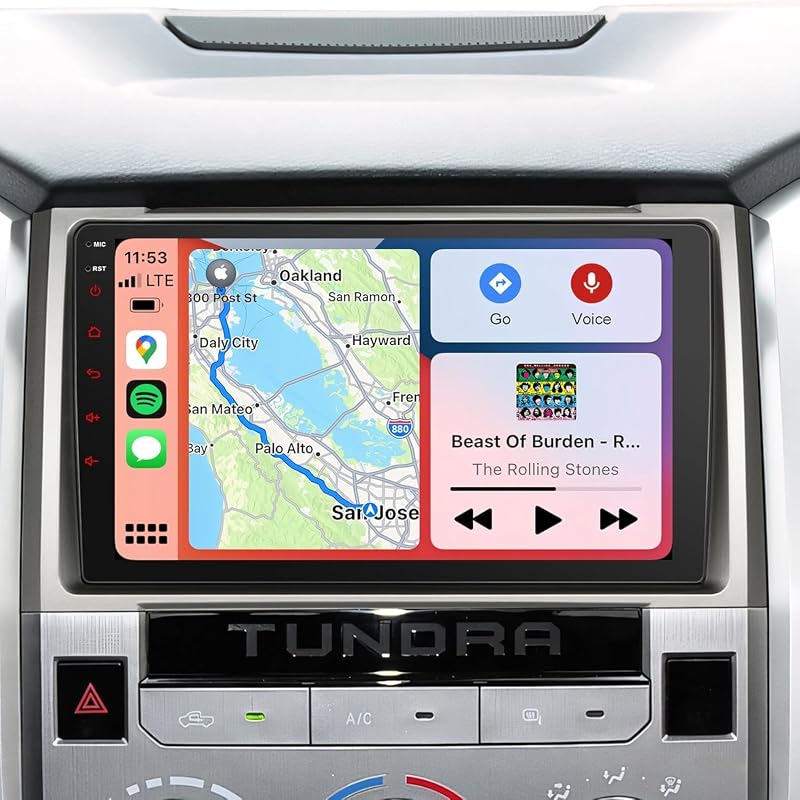 Radio estéreo de 8 núcleos para Toyota Tundra 2014-2021 (compatible con JBL o sin JBL) con CarPlay inalámbrico y Android Auto, unidad principal QLED Toyota Tundra 4+64G de 9 pulgadas, control del volante, navegación GPS, radio AM/FM