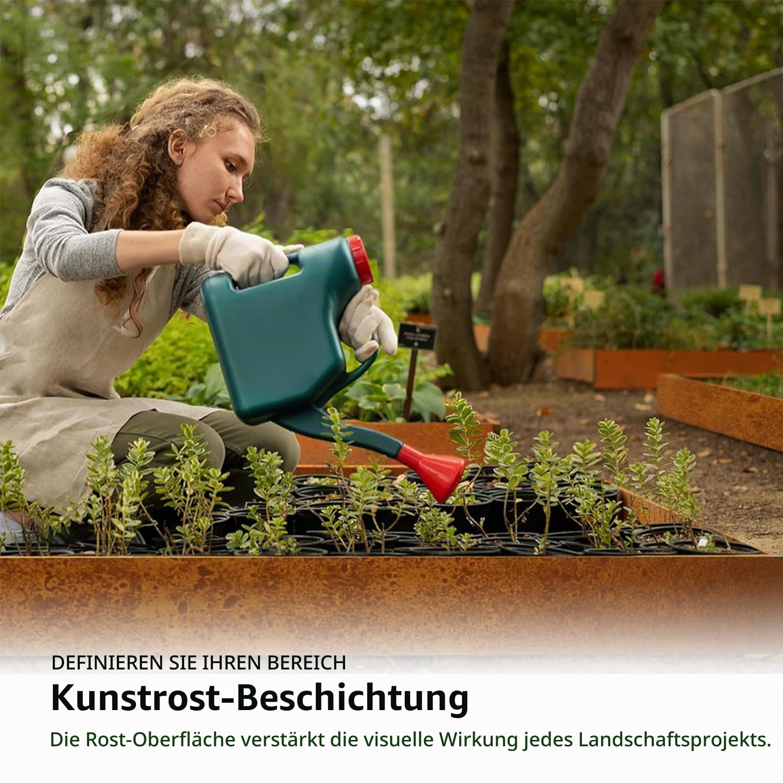 10m x 14.5cm hoch Rasenkante aus Metall,Cortenstahl Rasenkante Rostoptik,Beetumrandung für DIY Lawn,Mähkante Beeteinfassung mit 1 Paar Handschuhe,Rasenkante verzinkt Metall für Garten