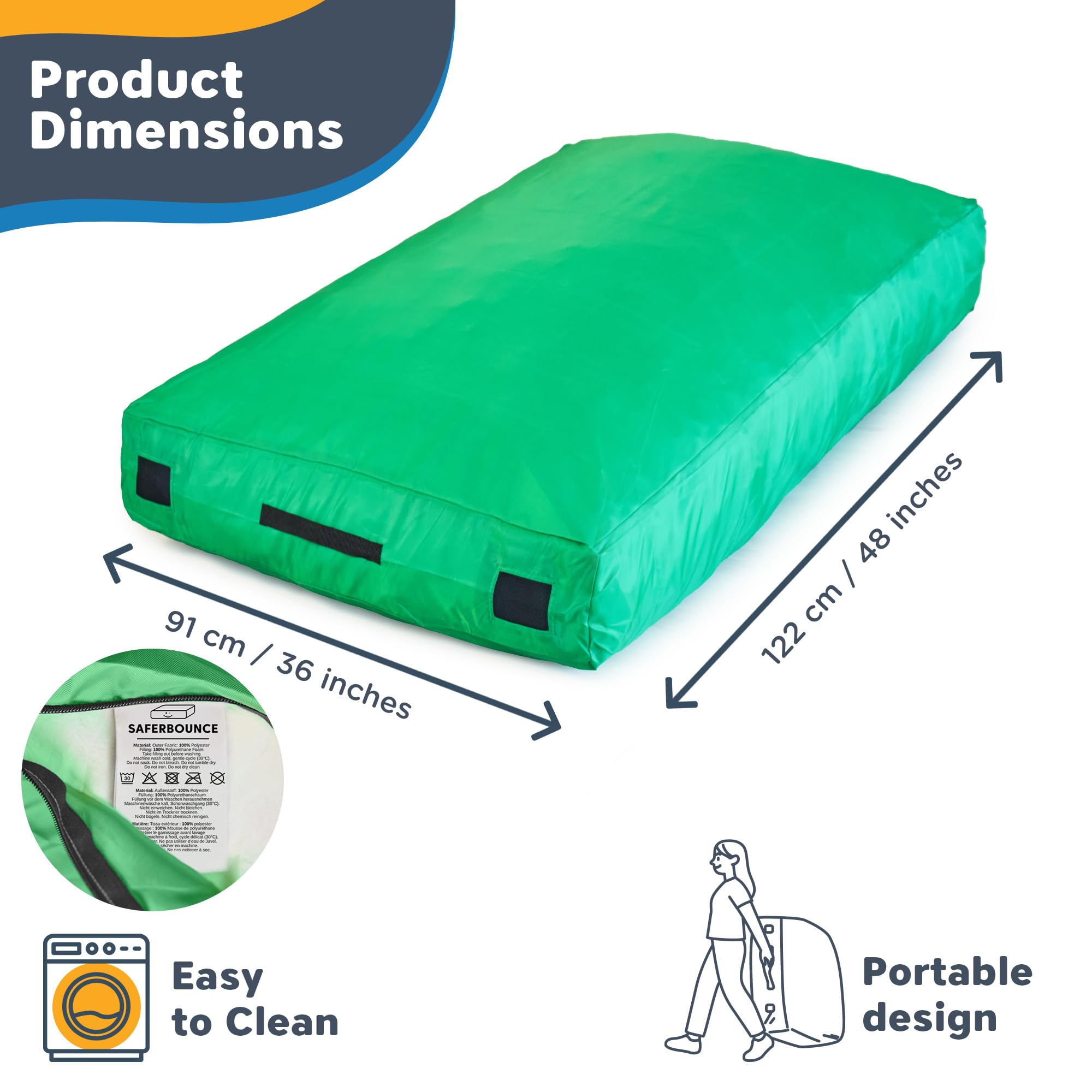 SaferBounce Hüpfpolster Für Kinder | Groß 152 x 152 cm Oder 122 x 91 cm | Hüpfkissen Kinder | Hüpfmatratze | Sprungmatte | Sensory Crash Pad Für Springen, Klettern