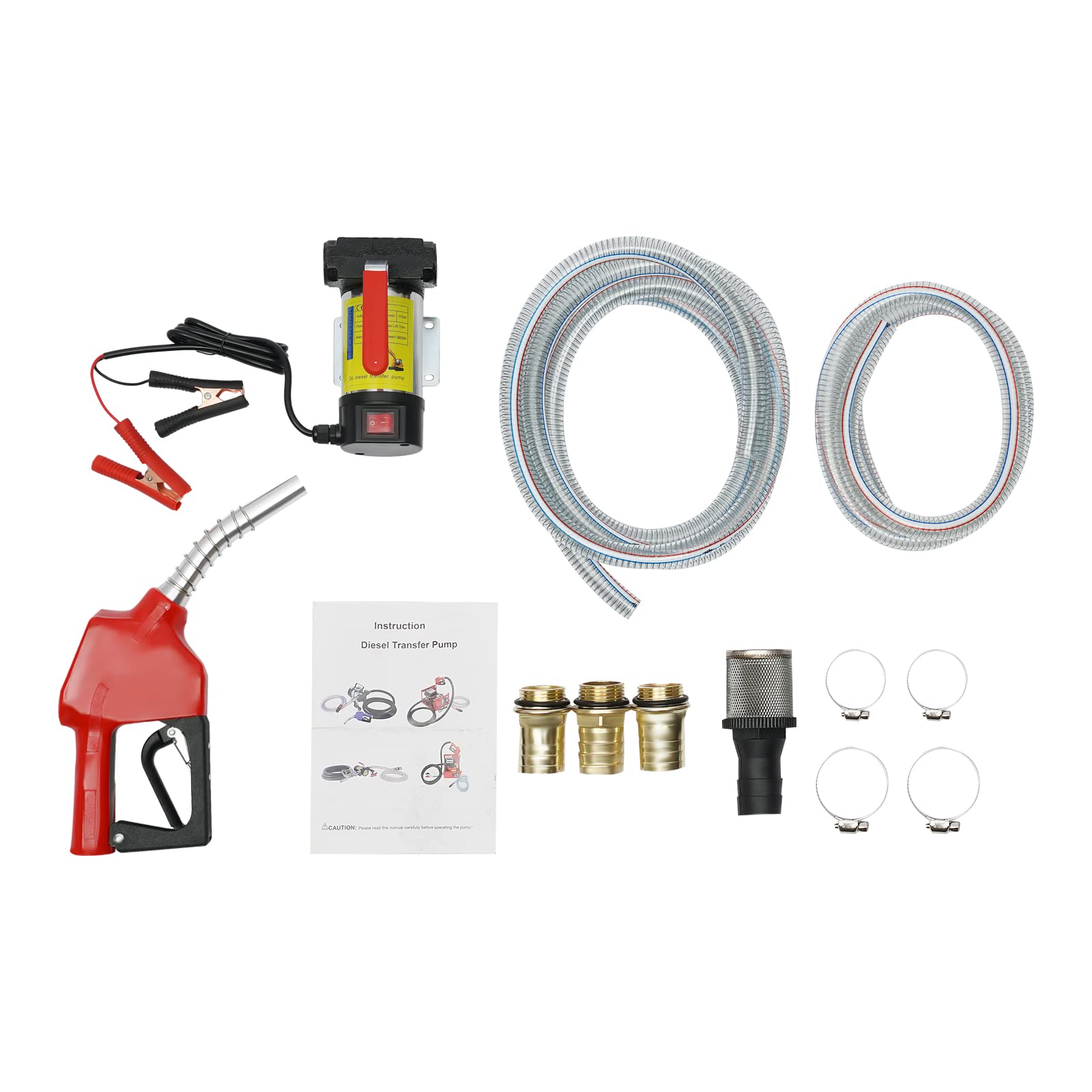 Bomba de aceite diesel autocebante, 12 V, 175 W, pistola automática con manguera de PVC, 50 l/min
