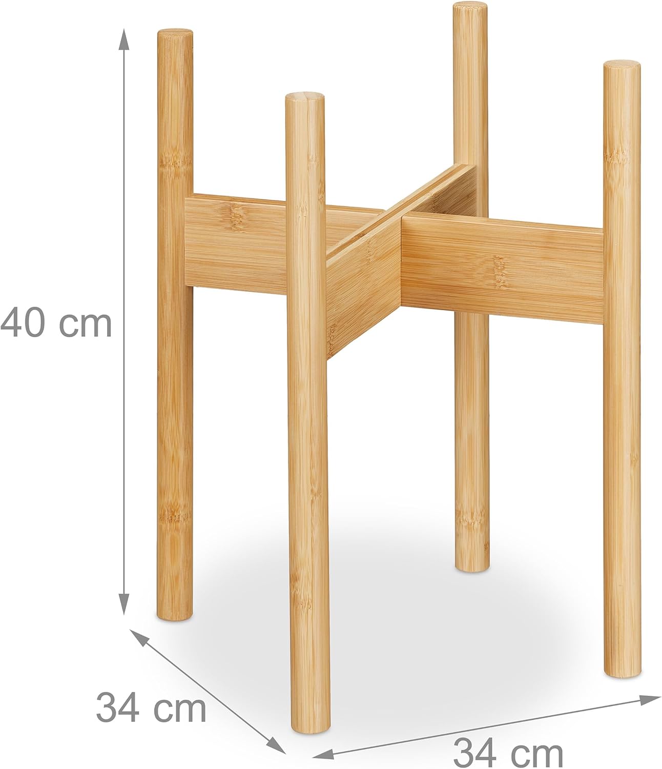 Relaxdays Plant Stand, Set of 3, Bamboo, Flowerpot Holder, up to Ø: 29 cm, Indoor Home Decor Accessory, Natural, XL