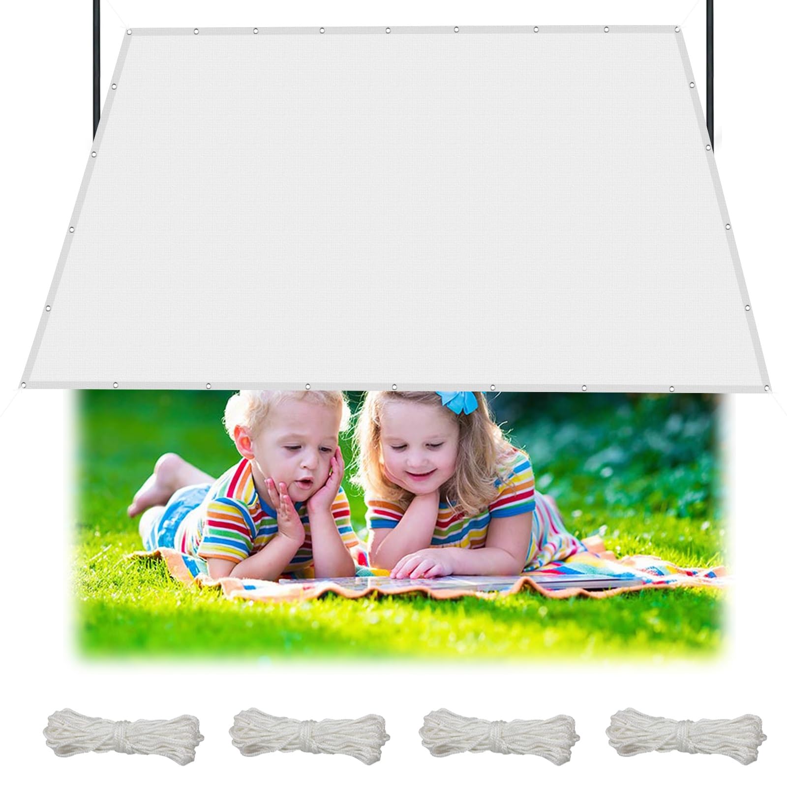 Wodoodporny żagiel ogrodowy 1.8 x 2.4 m Pergola żaglem patio, Siatka ogrodowa z osłoną przeciwsłoneczną 95% współczynnik cieniowania do trawnika na patio w ogrodzie, Biały