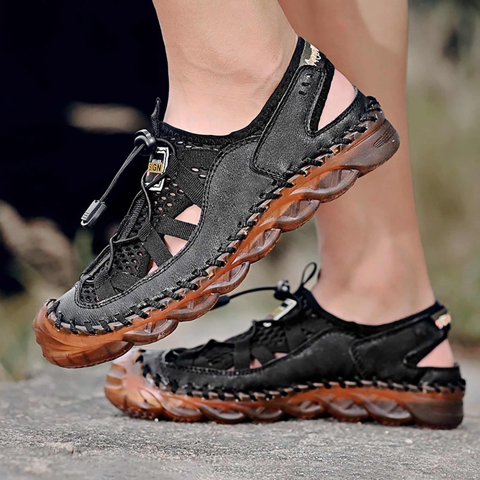 sandalia barefoot Sandalias para hombres Nuevo verano Ahueca hacia fuera Zapatillas de cuero Sandalias casuales Zapatos de playa de blanda sandalia barefoot chanclas de vestir hombre