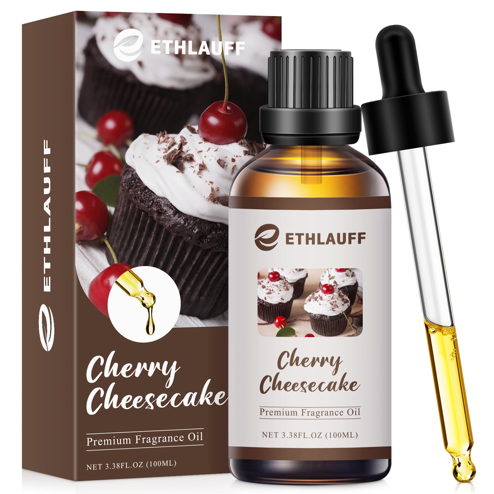 Birthday Cake Essential Oil, Cherry Cheesecake Sweet Fragrance Oil, 100ml Essential Oil for Diffusers,Candle Soap,Lotion Perfume Making, Bath Bombs-3.38FL.OZ