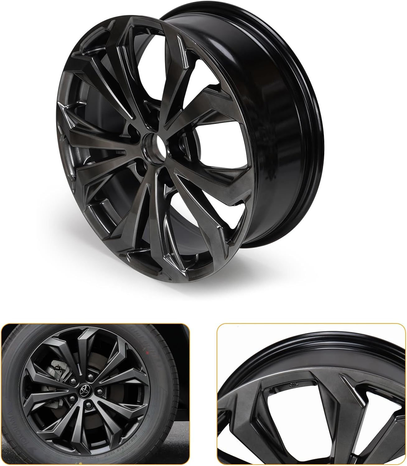 Replacement New 18'' x 7" Aluminum Alloy Wheel Rim Compatible with 2022-2025 Toyota RAV4, Factory Replacement Rim, OE Direct Replacement (4 Pack)