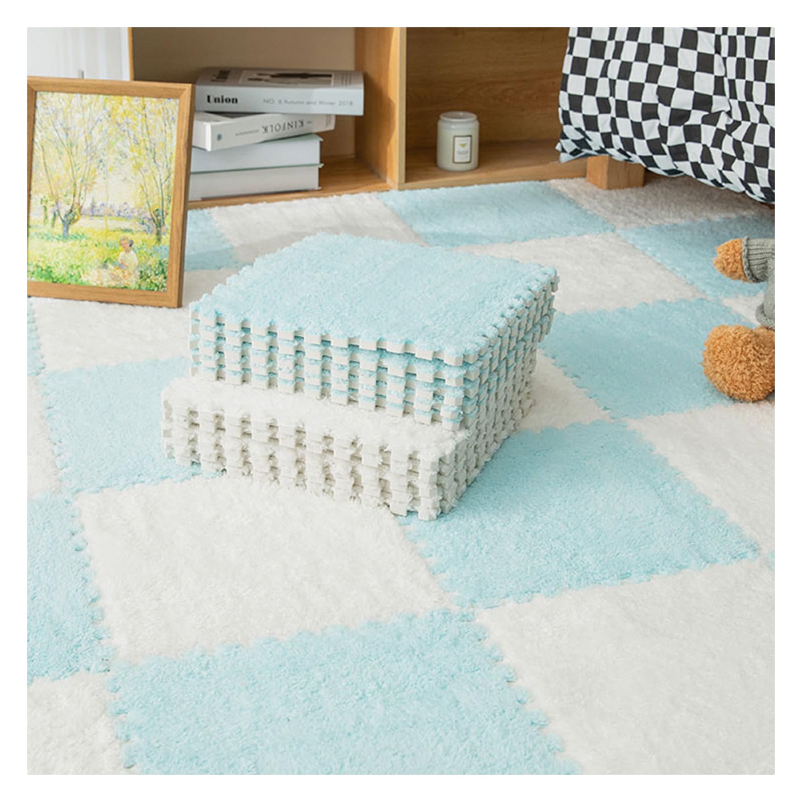 10 Piastrelle Moquette Ad Incastro - In Schiuma EVA, 30x30x1 Cm, Morbide E Isolanti, Per Casa E Giochi - Foto 2