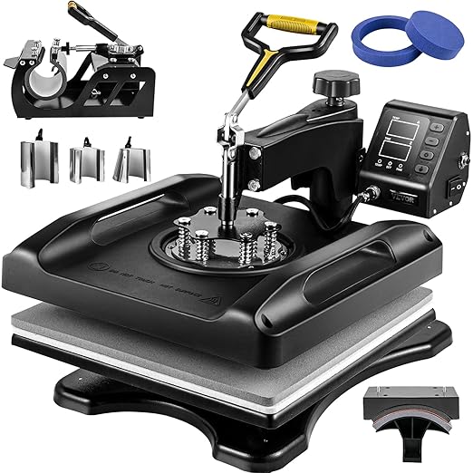 VEVOR 15x15 Heat Press Machine - 8 in 1 Swing Away Heat Press Machine for T Shirts Mug Hat Plate Cap - Professional Heat Press for Sublimation, Vinyl, Heat Transfer Projects