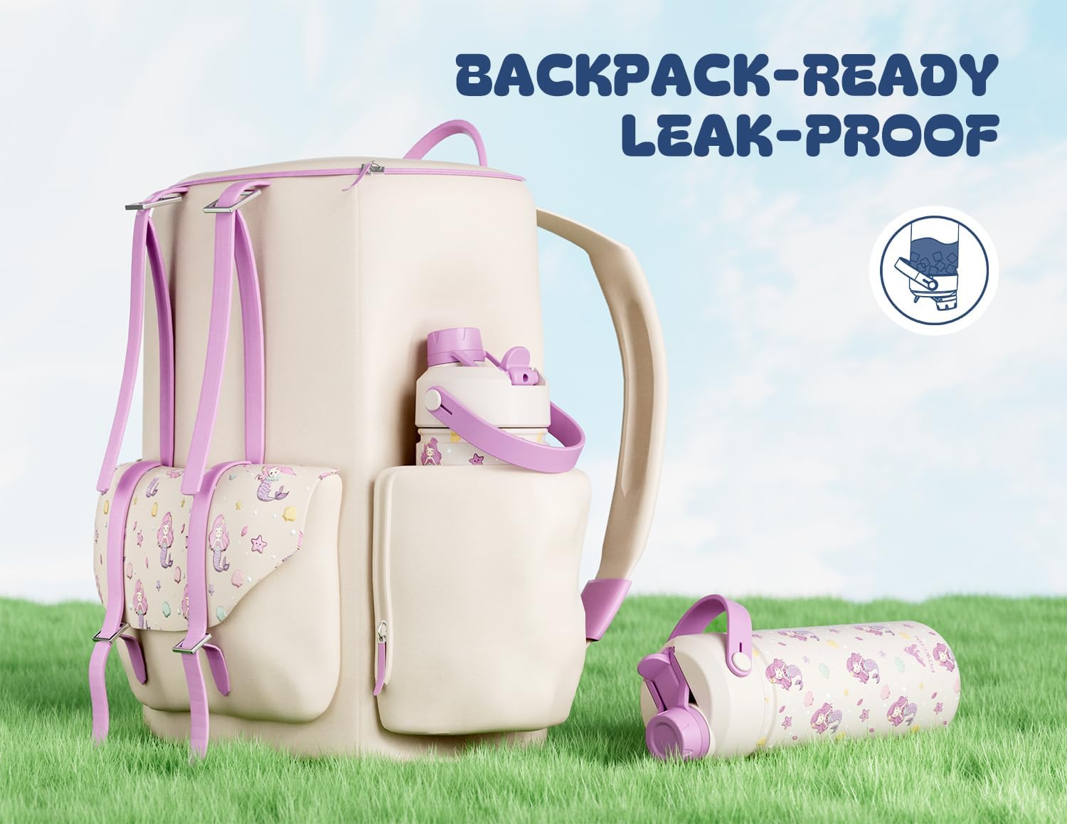 18 oz Kids Insulated Mermaid Water Bottle for School: 2-in-1 Straw Spout Lid, Leakproof, BPA-Free, Keep Cold 24H, Reusable Stainless Steel Cup, Birthday Gift for Girls Daughters (Starry Mermaid) - Image 5