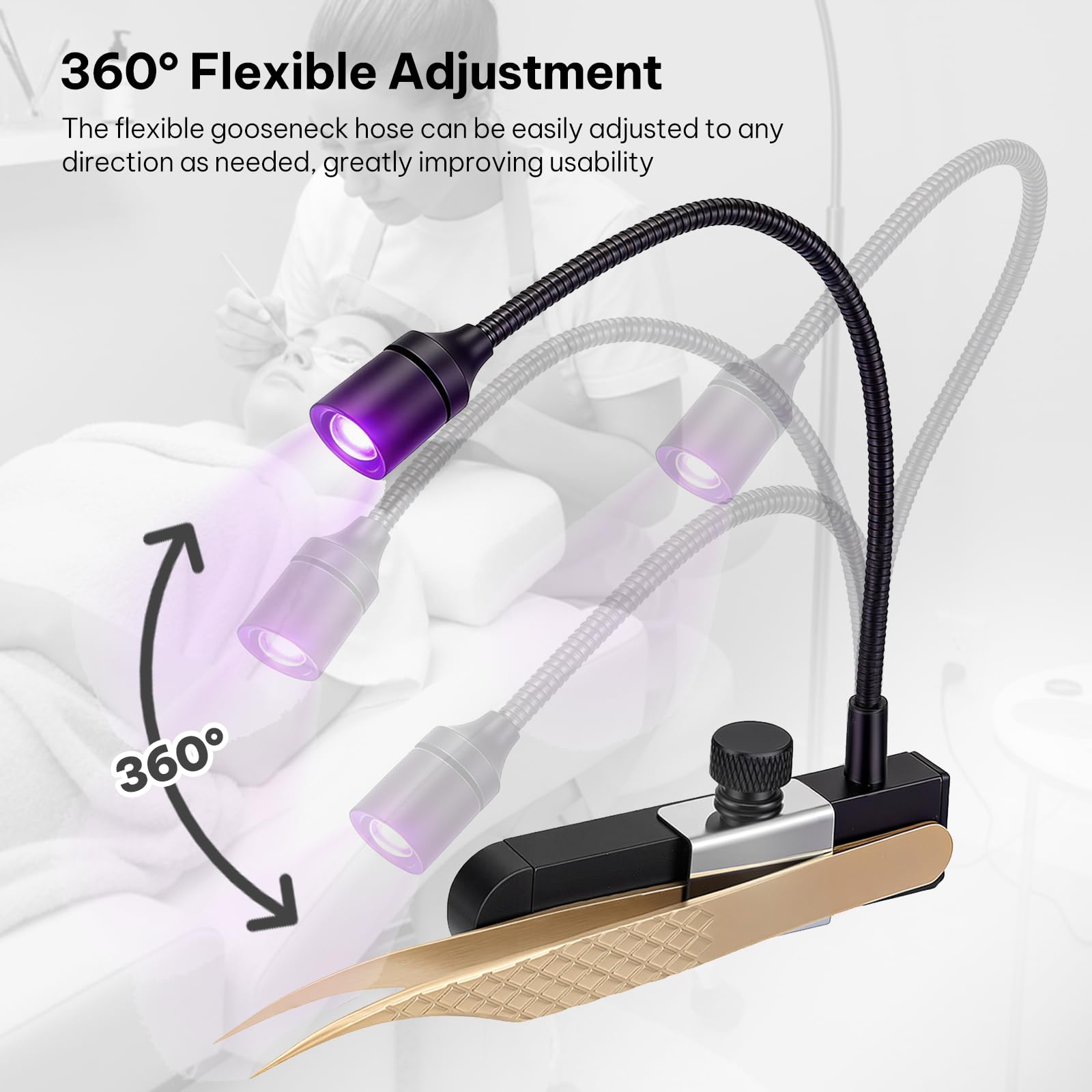 Wimpern Lampe, 1.8W Wimpernlampe UV-Licht Satz Handheldnagelheilungslampe für Lichthärtenden Wimpernlicht 2-3 Sekunden Ausgehärtet für Wimpernverlängerungen mit Fußschalter Pinzetten Schwanenhals