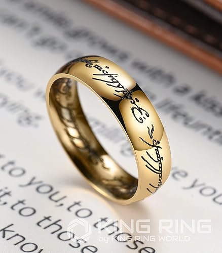 Miniatura 6 de King Ring Anillo de El Señor de los Anillos de 0.236 in - Grabado Un Anillo Para Gobernarlos Todos para Hombres y Mujeres - Anillo Lotr de Acero