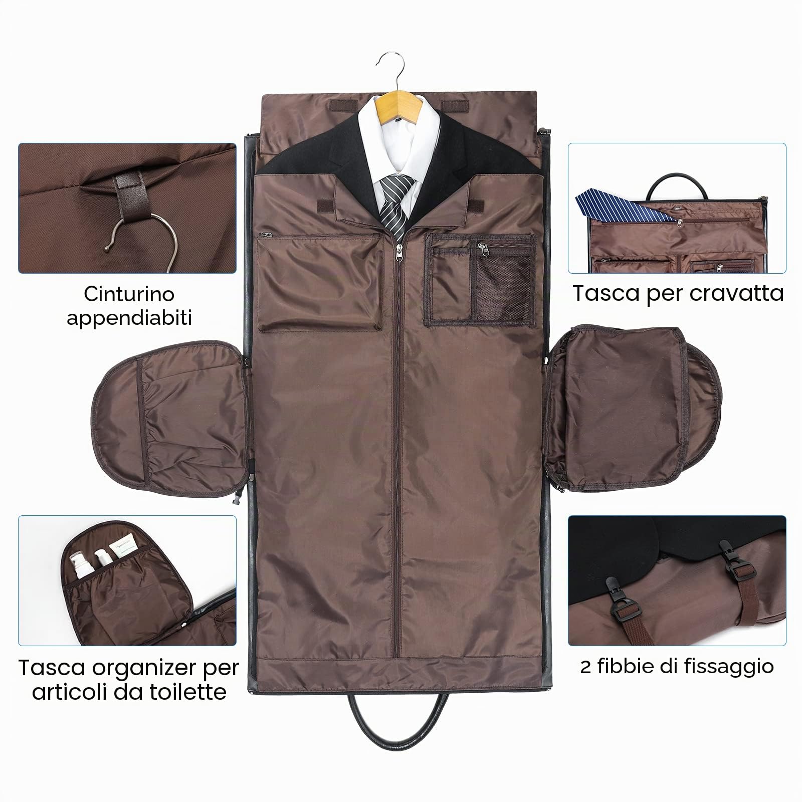 Modoker Porta Abiti Convertibile in Pelle, Borse Porta Abiti da Viaggio Borsone Porta Abiti Impermeabile Regali per Uomo Donna Business - 2 in 1 Valigia da Appendere Borse da Viaggio, Nero