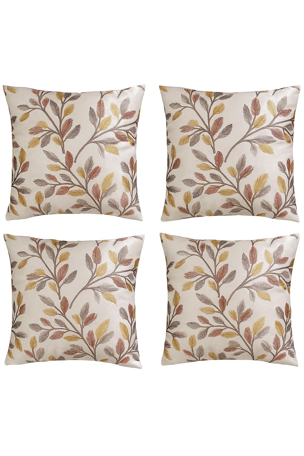 Pack of 4 Stylish Cushion Covers – Heavy Knitting Brown Floral Print Pillow Covers with Hidden Zip for Sofa, Bed & Living Room Décor – Latest Trending Throw Pillow (18x18 inch, 4 pcs.)-picture-12