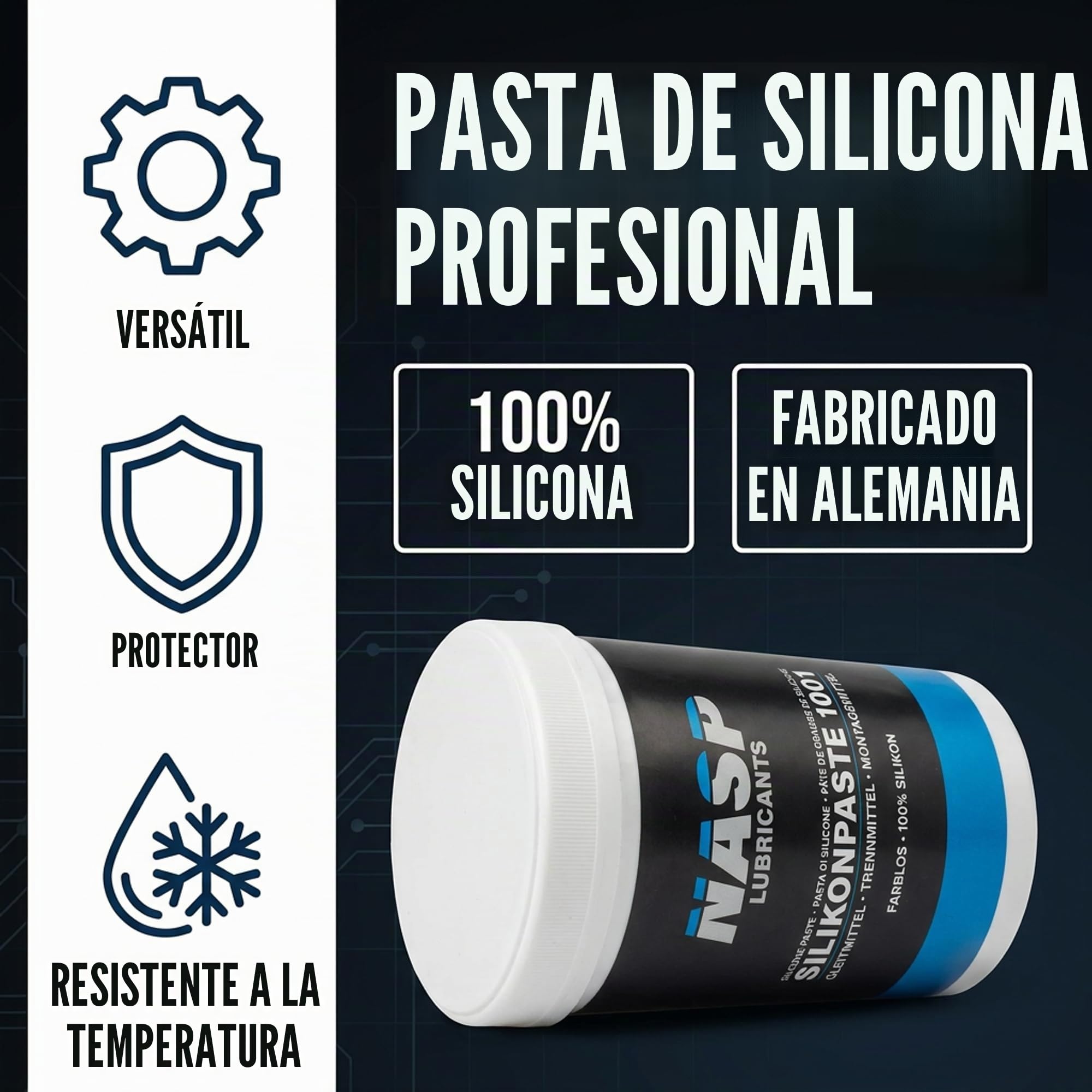 NASP - Pasta de silicona para grasa de montaje, transparente, 1 kg, fabricado en Alemania