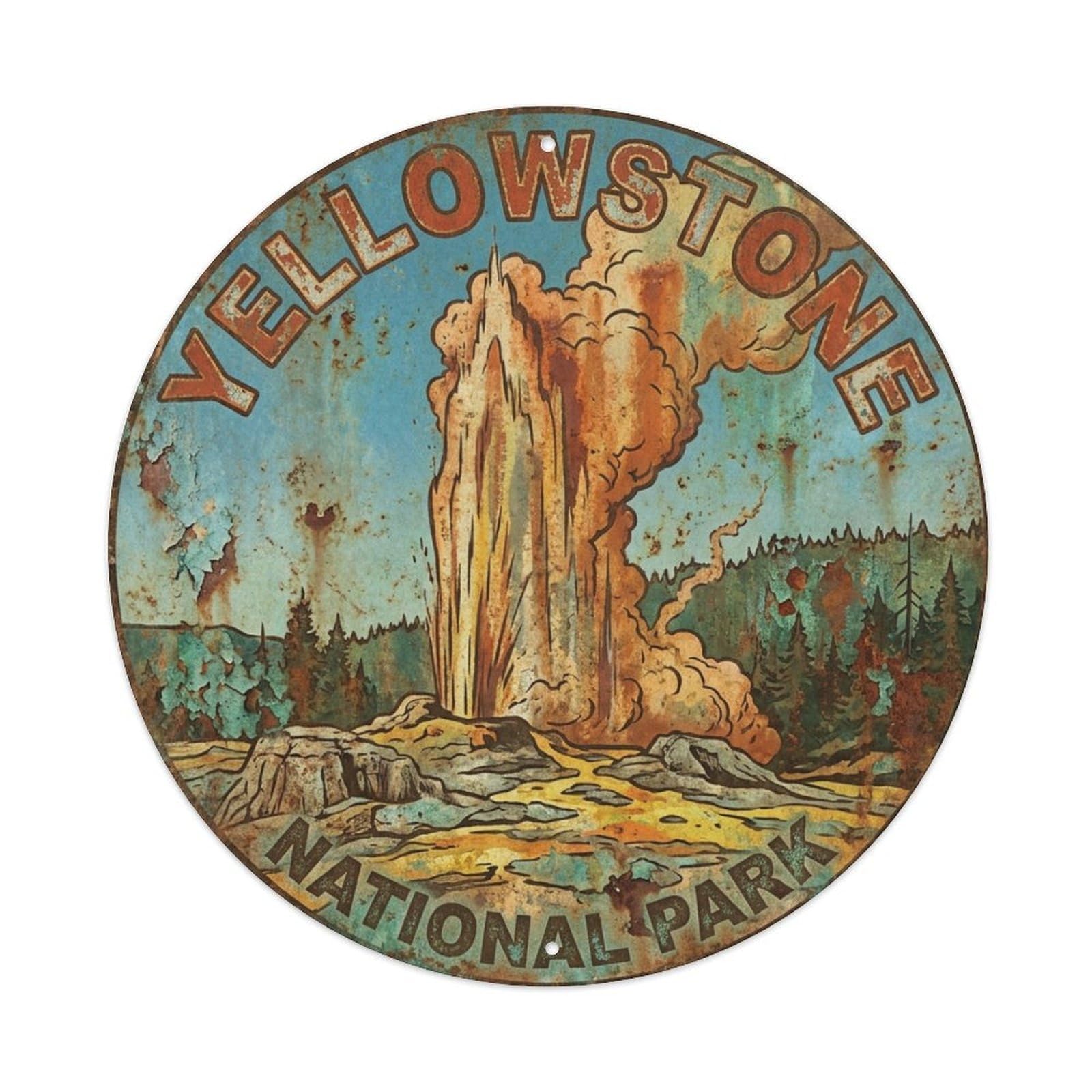 Galvaxio Style Usa Vintage Travel Yellowstone Metal Tin Sign