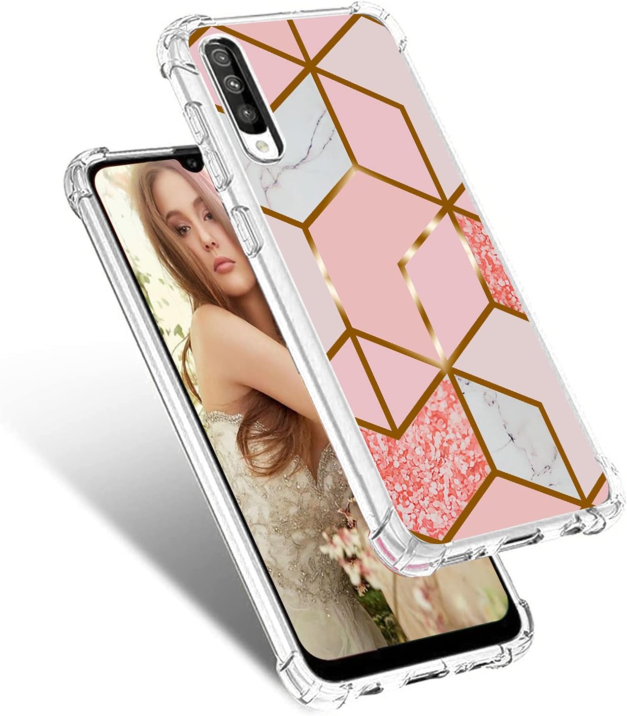 Starhemei for Galaxy A50 Case, Soft TPU Shock Absorption Flexible Gasbag Protection Case Cover for Samsung Galaxy A50 (Pink)