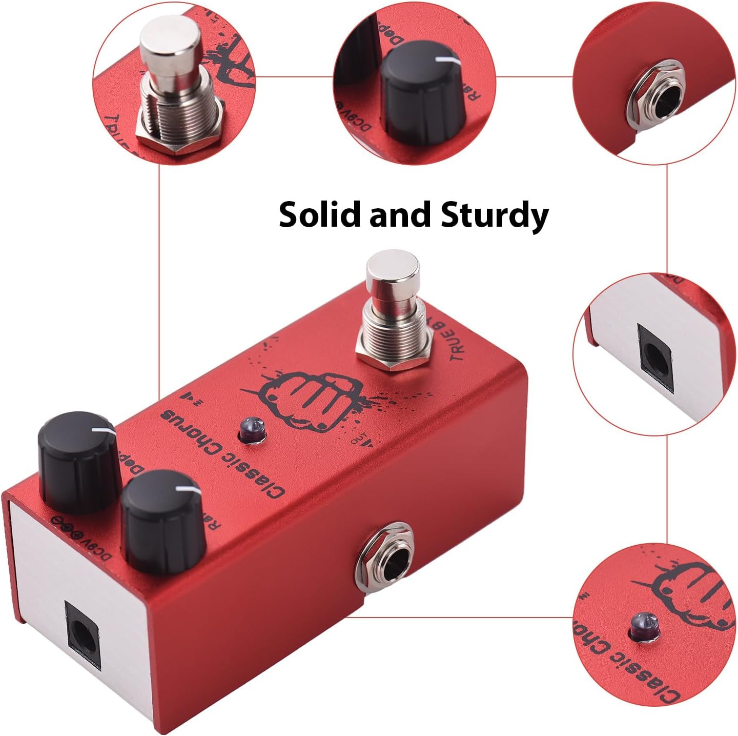 Guitar Effects Pedal Classic Chorus with True Bypass Rate/Depth Controls Knob DC 9V 6.35mm Input/Output Interface Electric Guitar Classic Chorus Effector