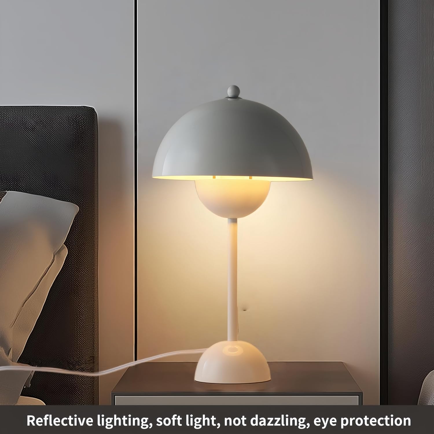 COSYLUX Modern Small Table Lamp for Bedroom, Cute Dome Shade Reflecting Light Reading Lamp for Living Room, Kid's Room, Study, Office, Beside Bedside Nightstand Desk Lamp(Bright White)