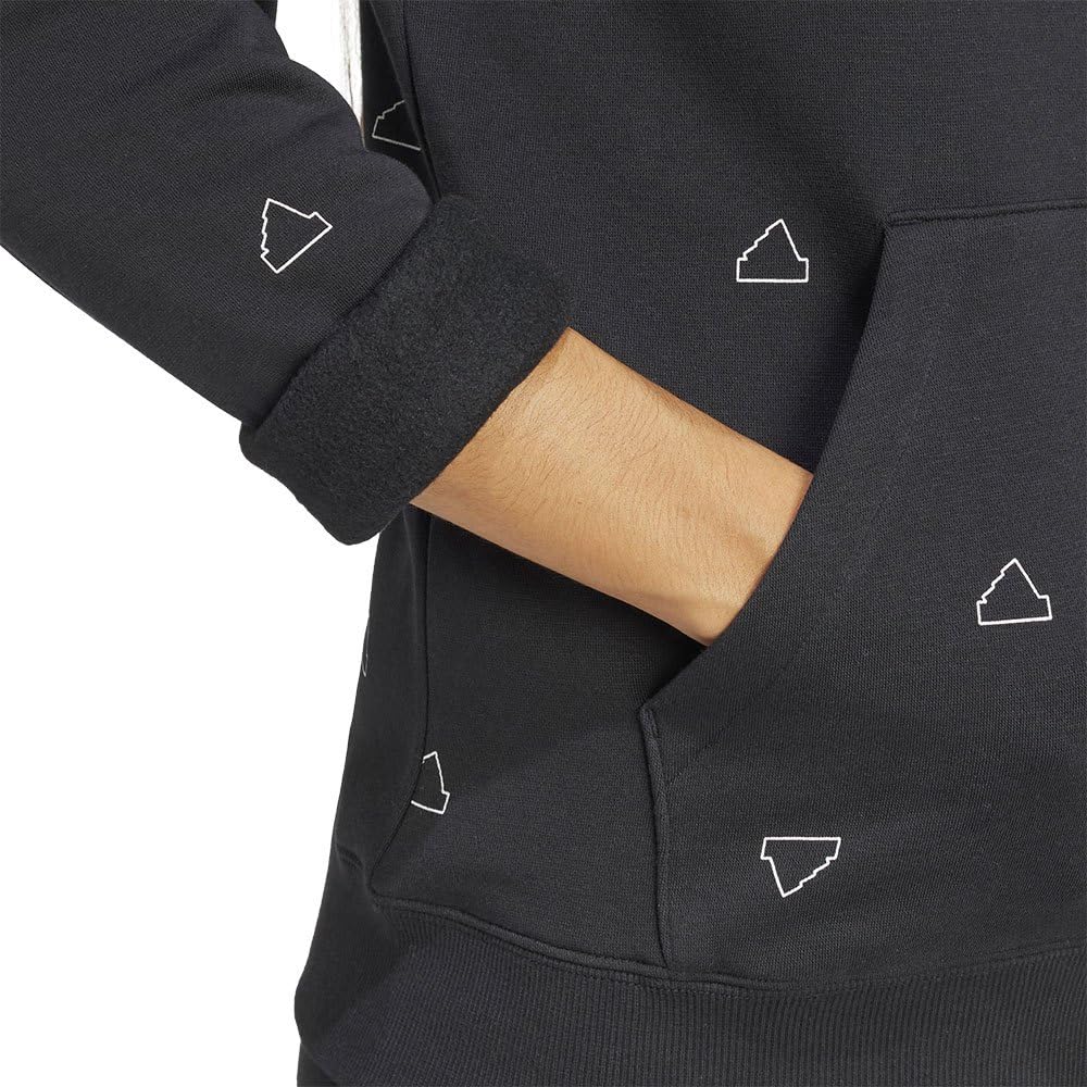 adidas Damen Essentials Monogram Regular Fleece Graphic Hoodie, Black, M