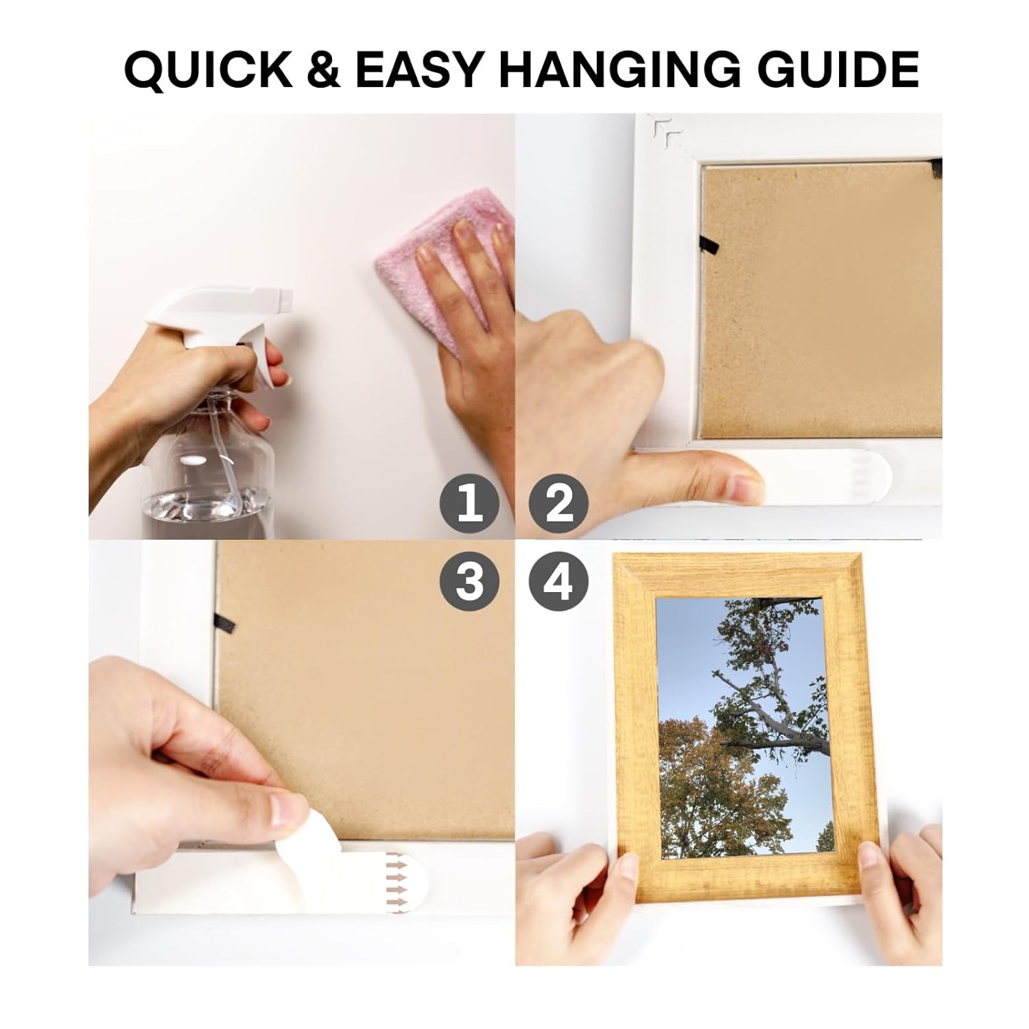 64 Pairs Picture Hanging Strips Heavy Duty, Easy Removal Wall Hangers Without Nails, No Damage Hole Renter Friendly Kits for Frame, Decor & Poster, Medium Adhesive Strip, Large
